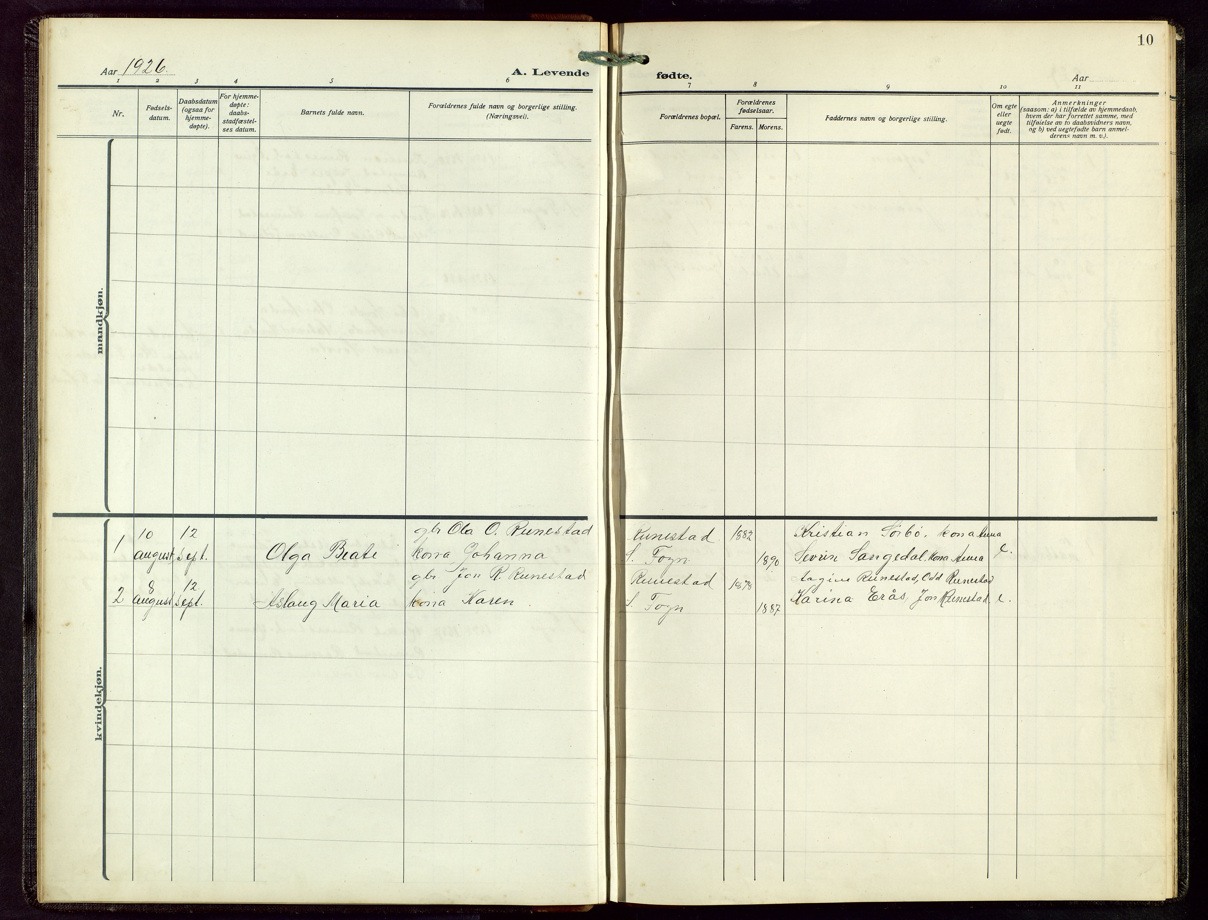 Finnøy sokneprestkontor, SAST/A-101825/H/Ha/Hab/L0007: Parish register (copy) no. B 7, 1917-1954, p. 10