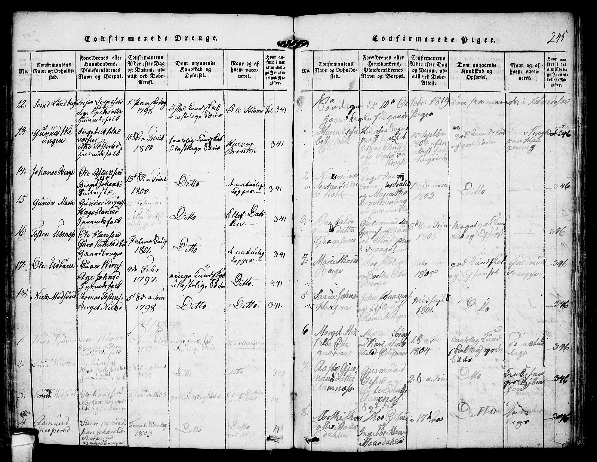 Kviteseid kirkebøker, SAKO/A-276/F/Fa/L0005: Parish register (official) no. I 5, 1815-1836, p. 245