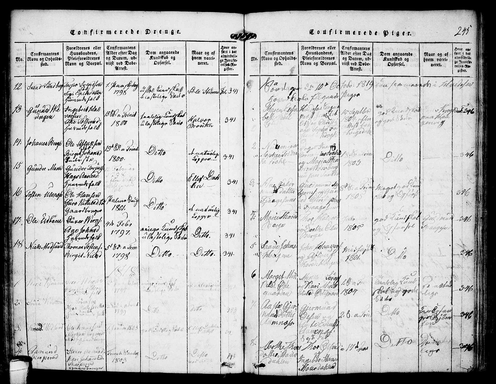 Kviteseid kirkebøker, AV/SAKO-A-276/F/Fa/L0005: Parish register (official) no. I 5, 1815-1836, p. 245
