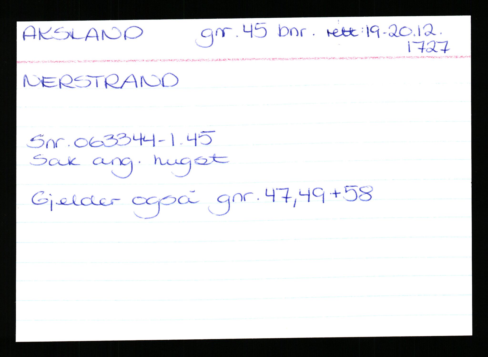 Statsarkivet i Stavanger, AV/SAST-A-101971/03/Y/Yk/L0001: Registerkort sortert etter gårdsnavn: Apeland - Auglend, 1750-1930, p. 43