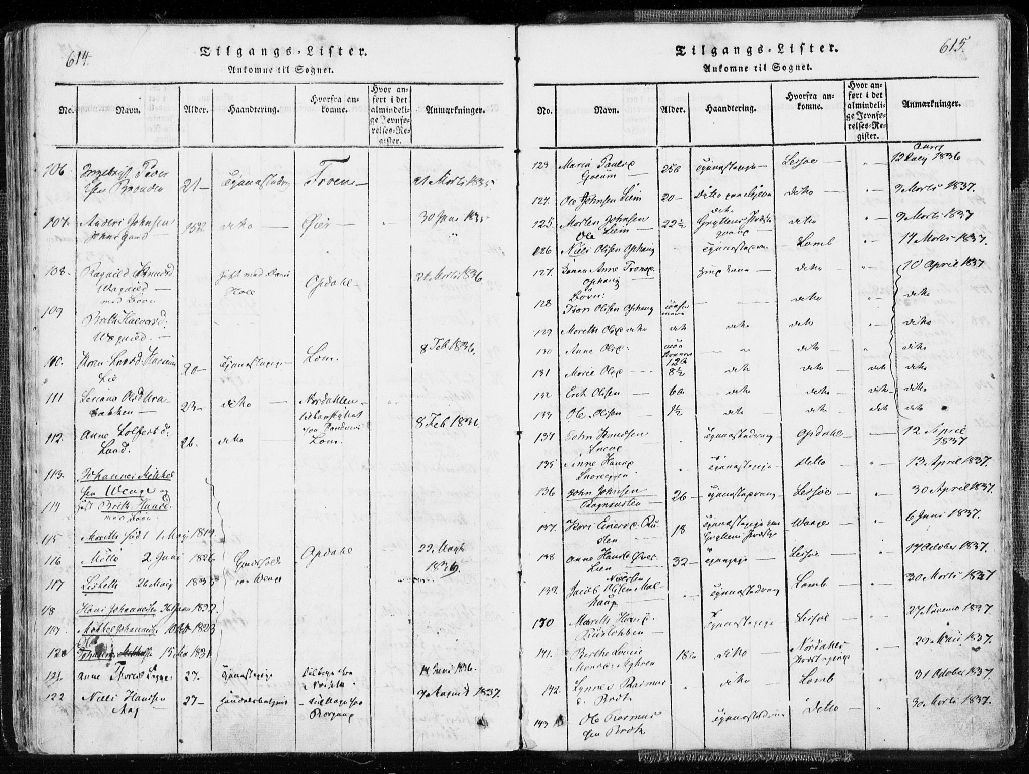 Ministerialprotokoller, klokkerbøker og fødselsregistre - Møre og Romsdal, AV/SAT-A-1454/544/L0571: Parish register (official) no. 544A04, 1818-1853, p. 614-615