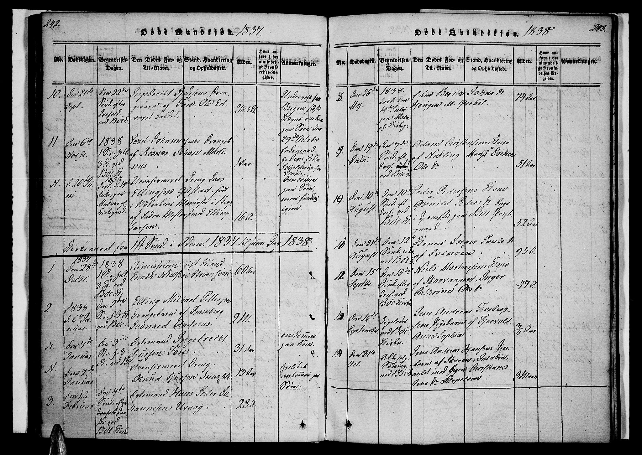Ministerialprotokoller, klokkerbøker og fødselsregistre - Nordland, SAT/A-1459/891/L1298: Parish register (official) no. 891A03, 1820-1840, p. 242-243