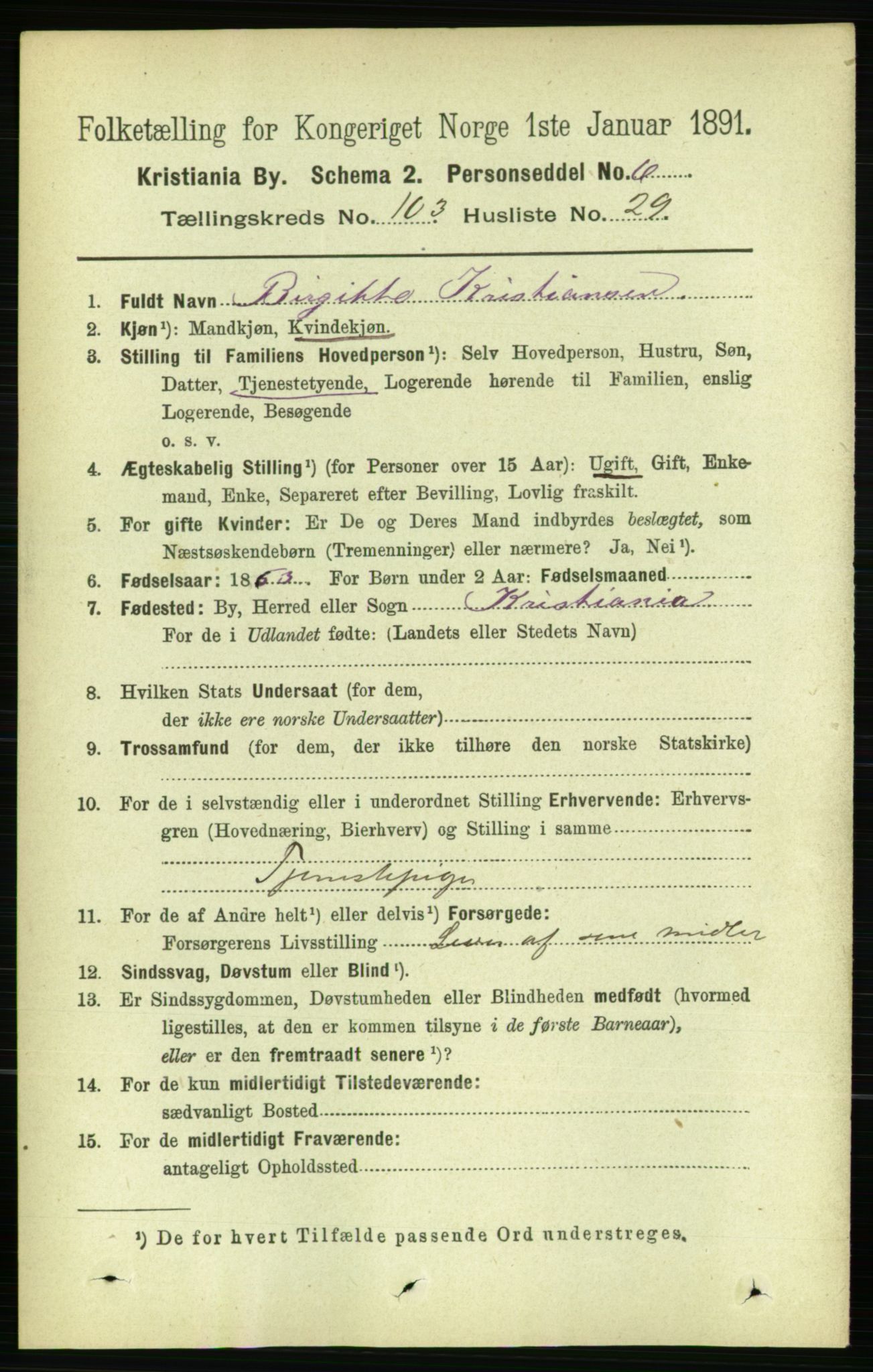 RA, 1891 census for 0301 Kristiania, 1891, p. 51799