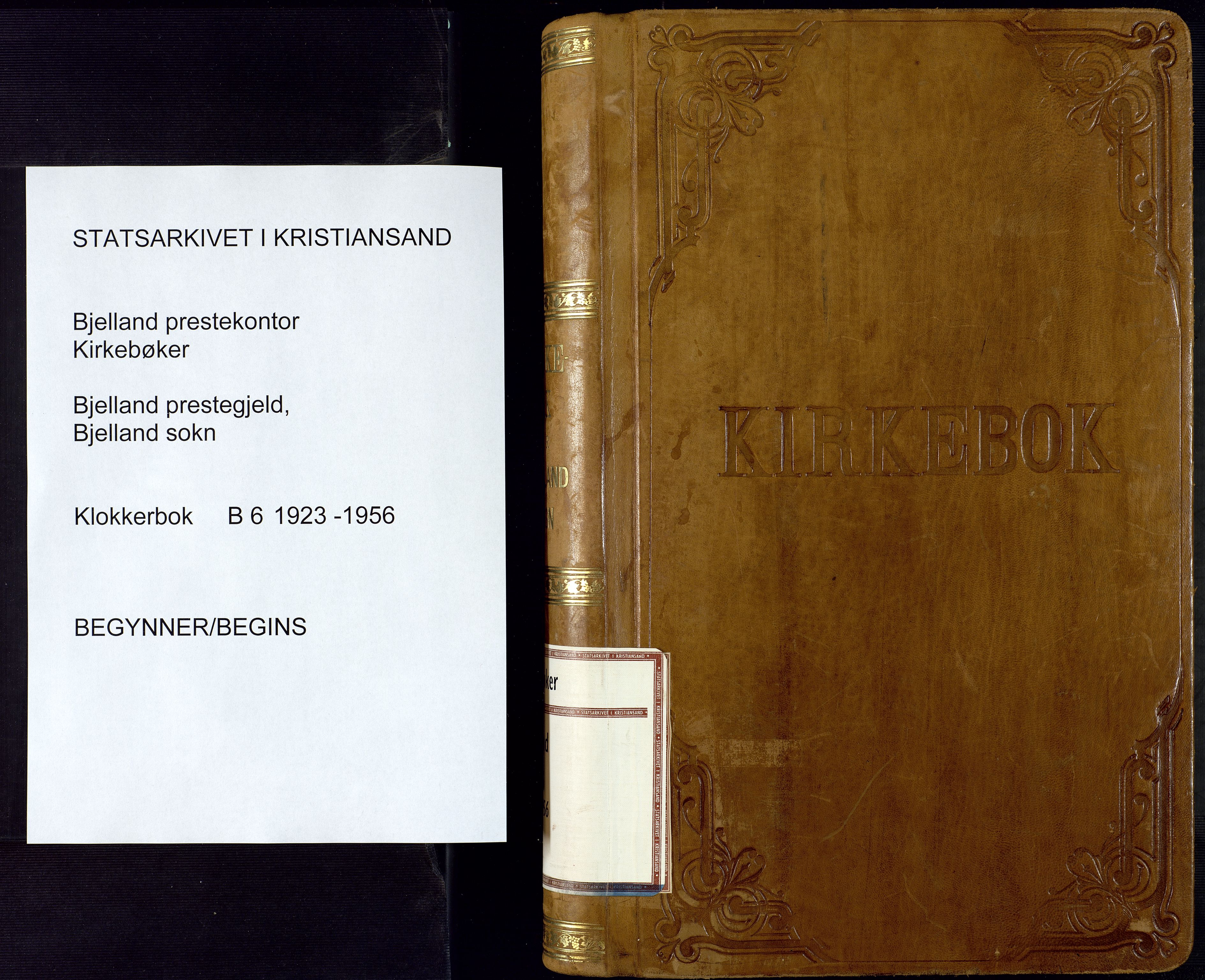 Bjelland sokneprestkontor, AV/SAK-1111-0005/F/Fb/Fba/L0006: Parish register (copy) no. B 6, 1923-1956