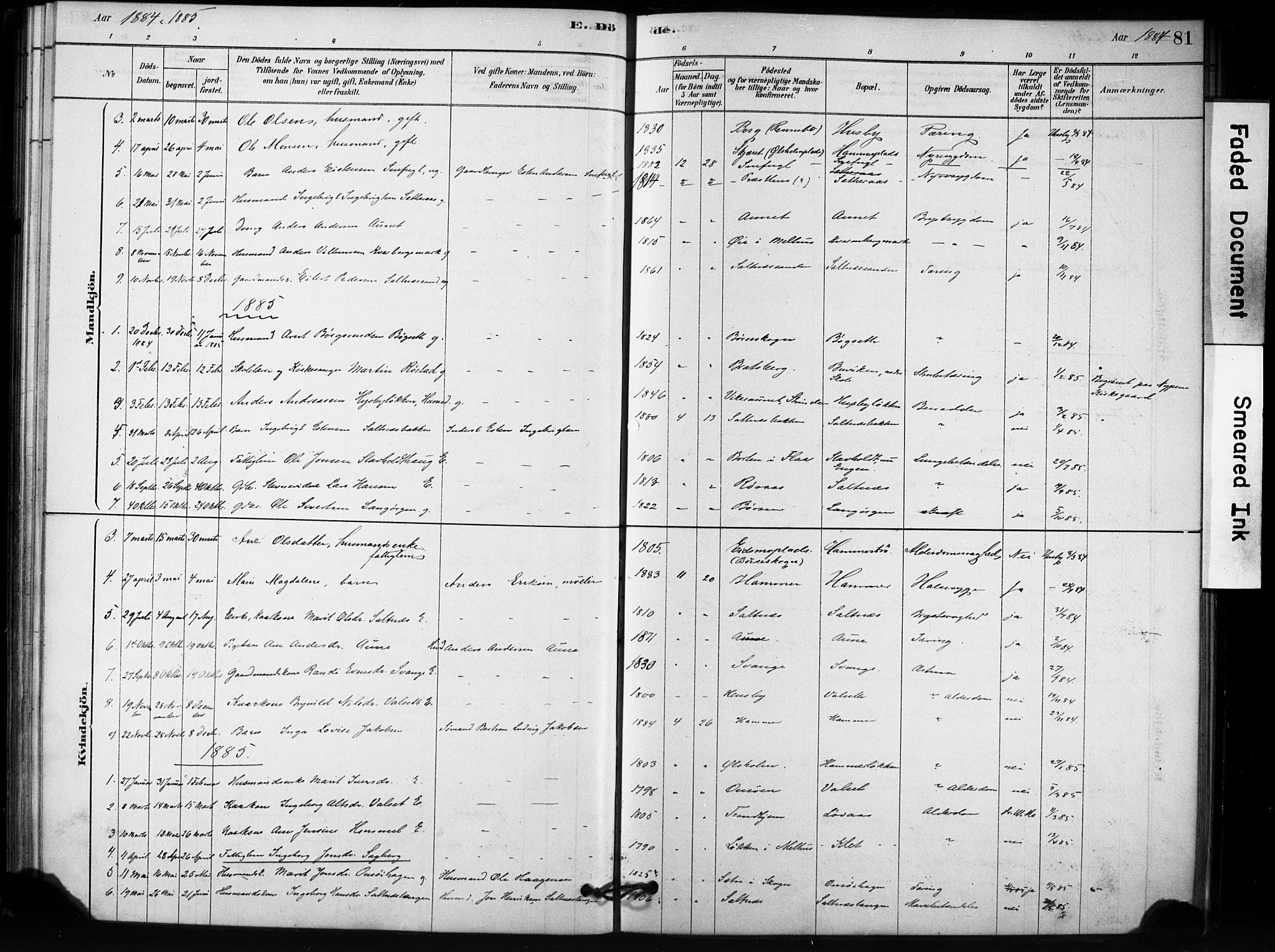 Ministerialprotokoller, klokkerbøker og fødselsregistre - Sør-Trøndelag, SAT/A-1456/666/L0786: Parish register (official) no. 666A04, 1878-1895, p. 81