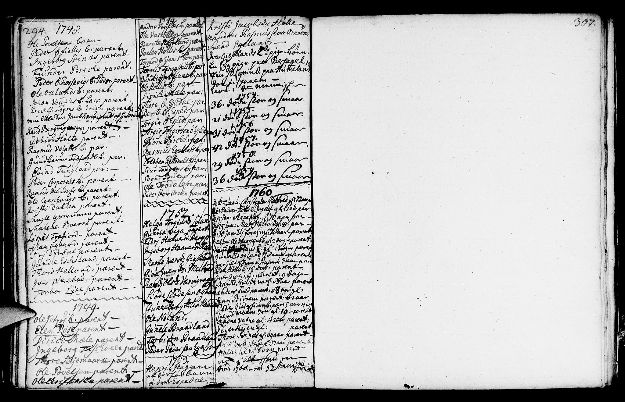 Strand sokneprestkontor, SAST/A-101828/H/Ha/Haa/L0002: Parish register (official) no. A 2, 1744-1768, p. 294
