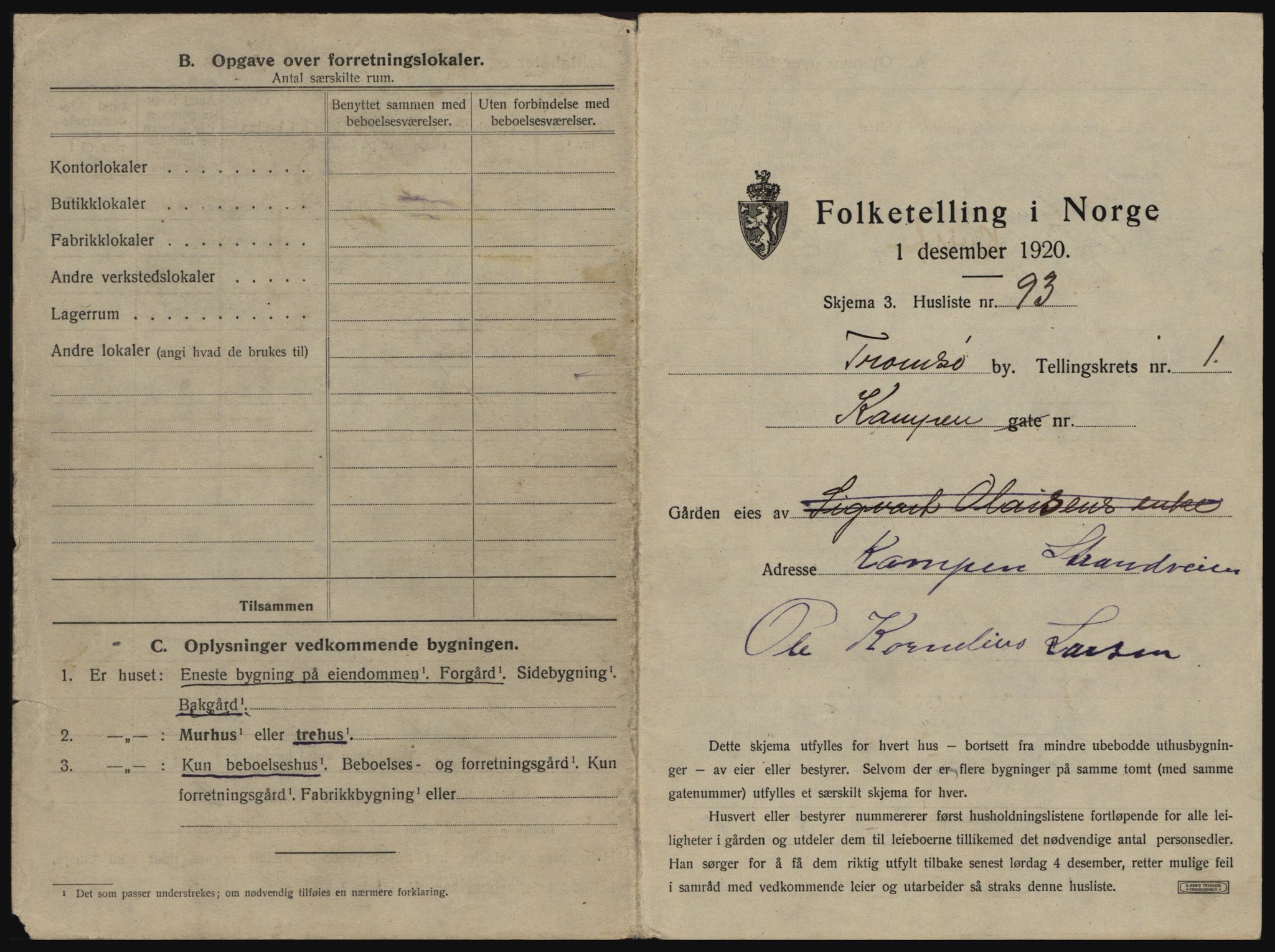 SATØ, 1920 census for Tromsø, 1920, p. 235