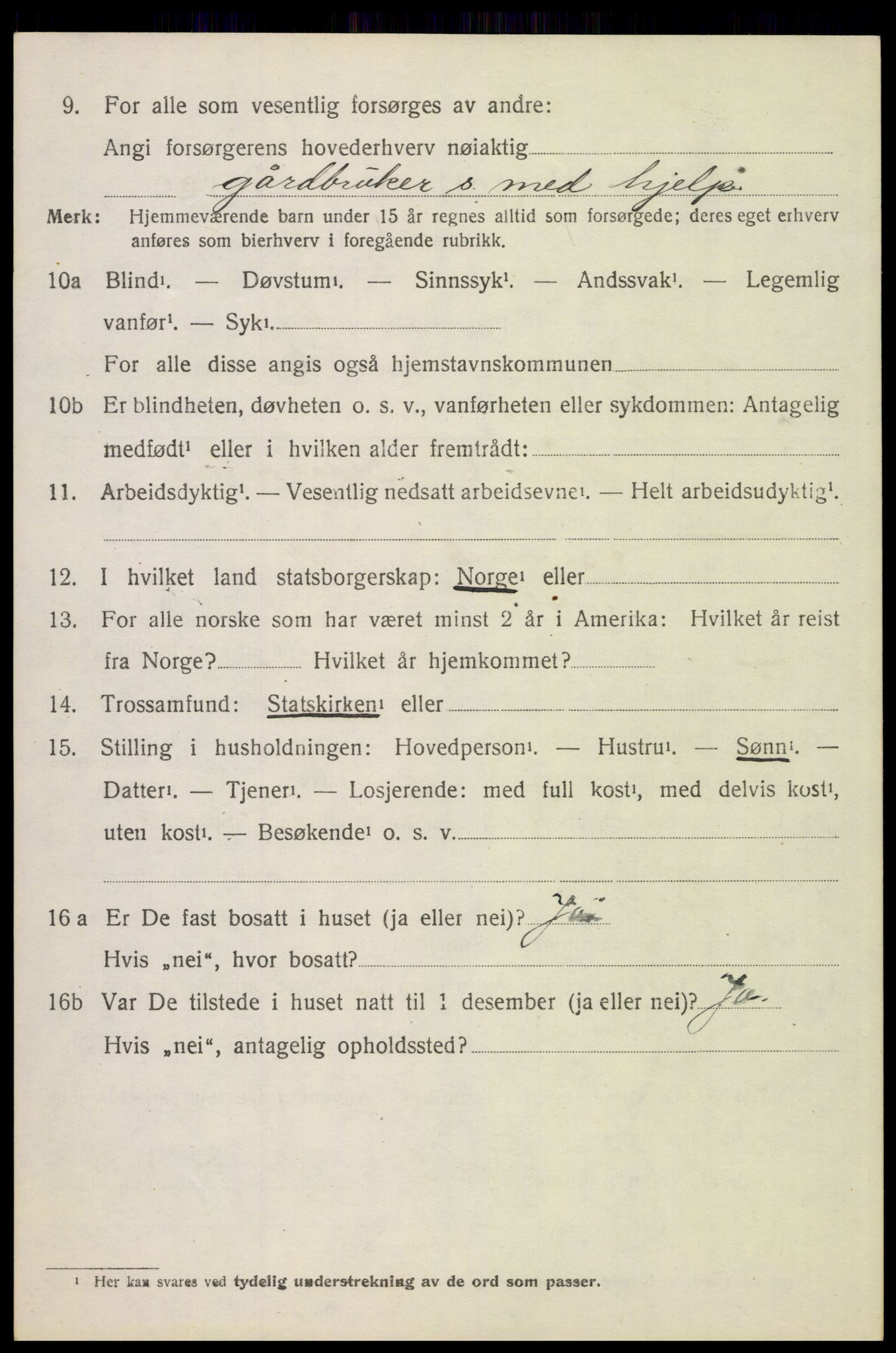 SAH, 1920 census for Tynset, 1920, p. 3159