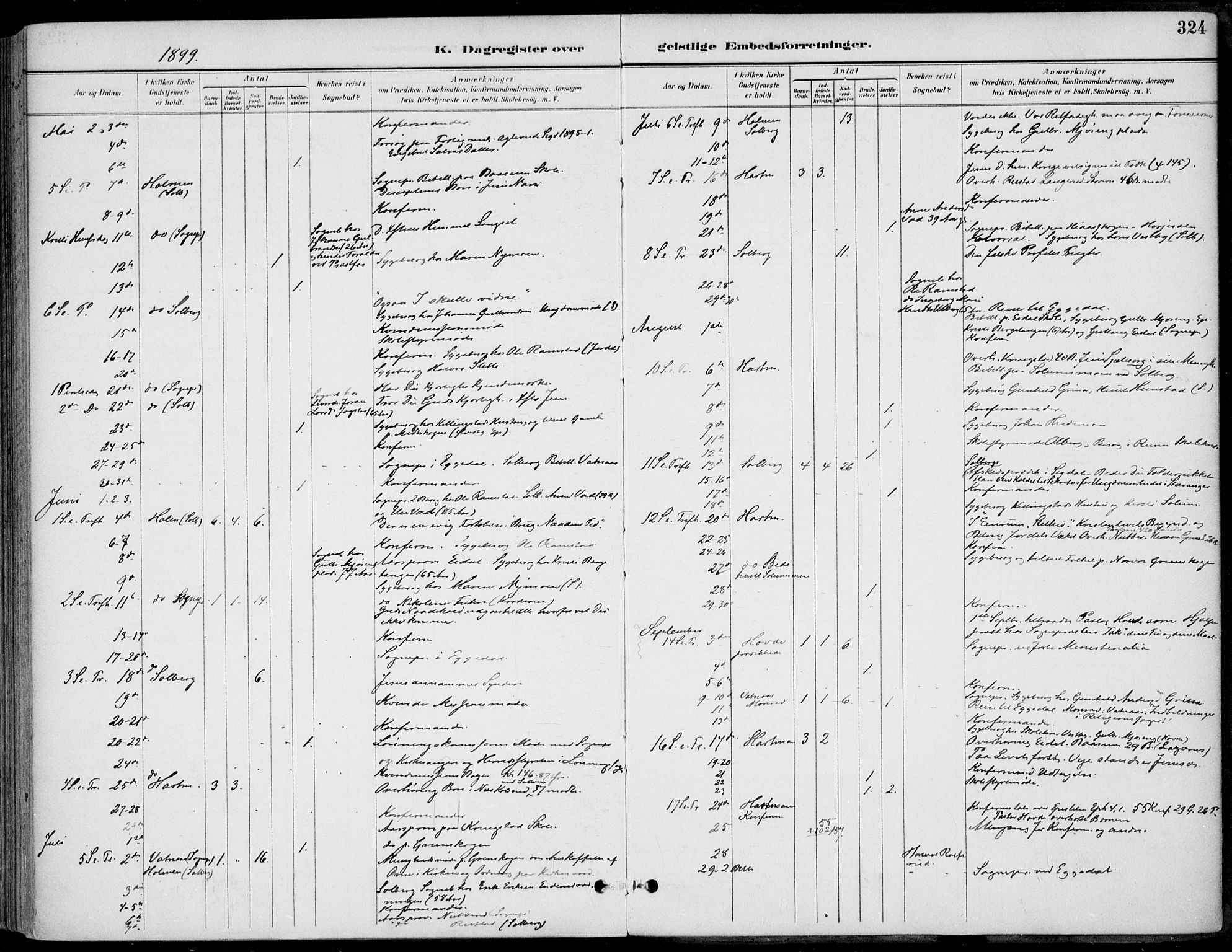 Sigdal kirkebøker, AV/SAKO-A-245/F/Fb/L0001: Parish register (official) no. II 1, 1888-1900, p. 324