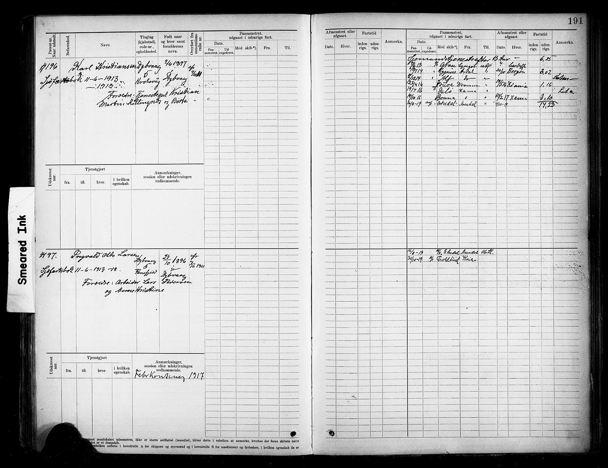 Tvedestrand mønstringskrets, AV/SAK-2031-0011/F/Fb/L0020: Hovedrulle A nr 3819-4409, U-36, 1906-1918, p. 196