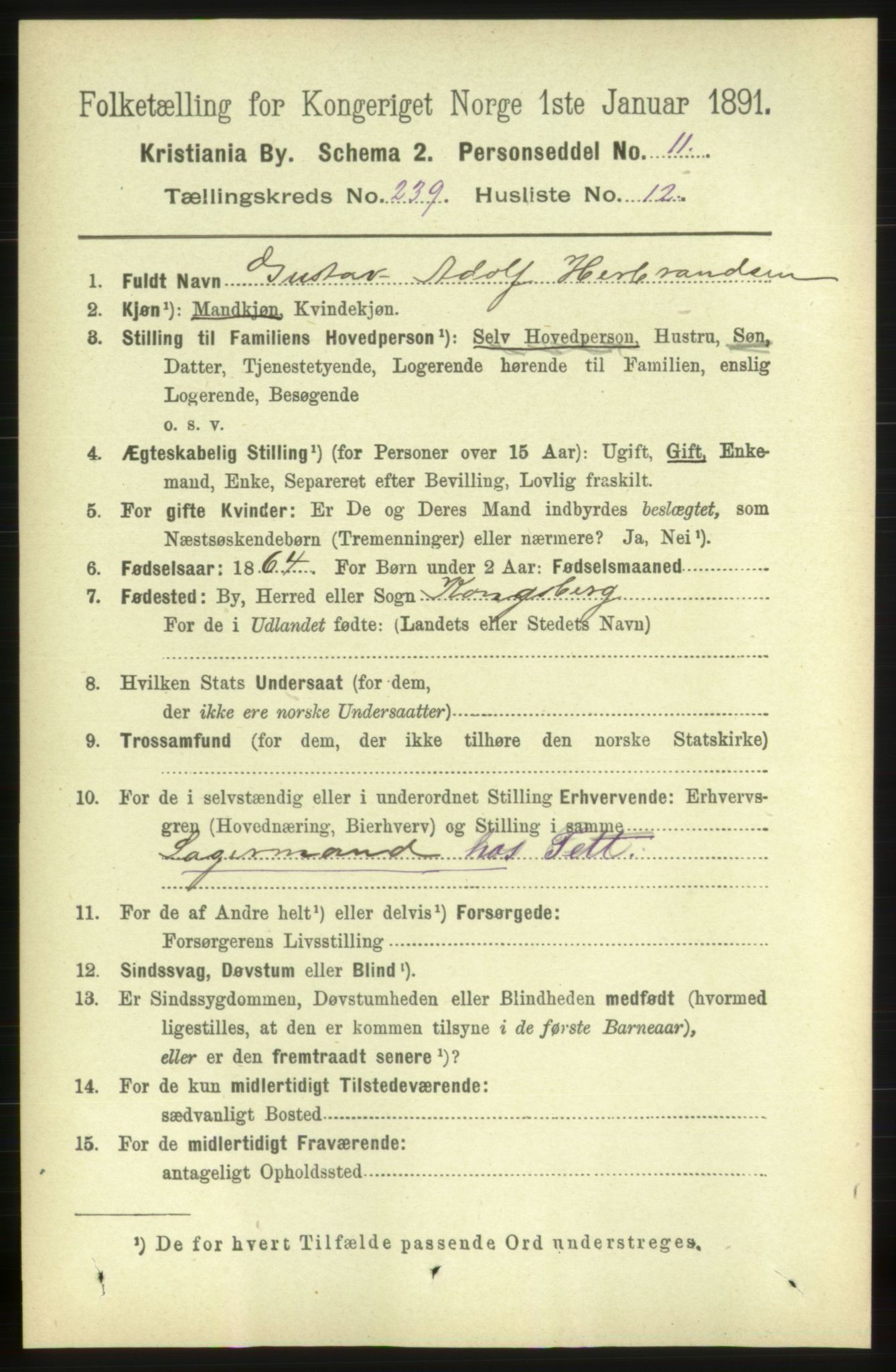 RA, 1891 census for 0301 Kristiania, 1891, p. 145553