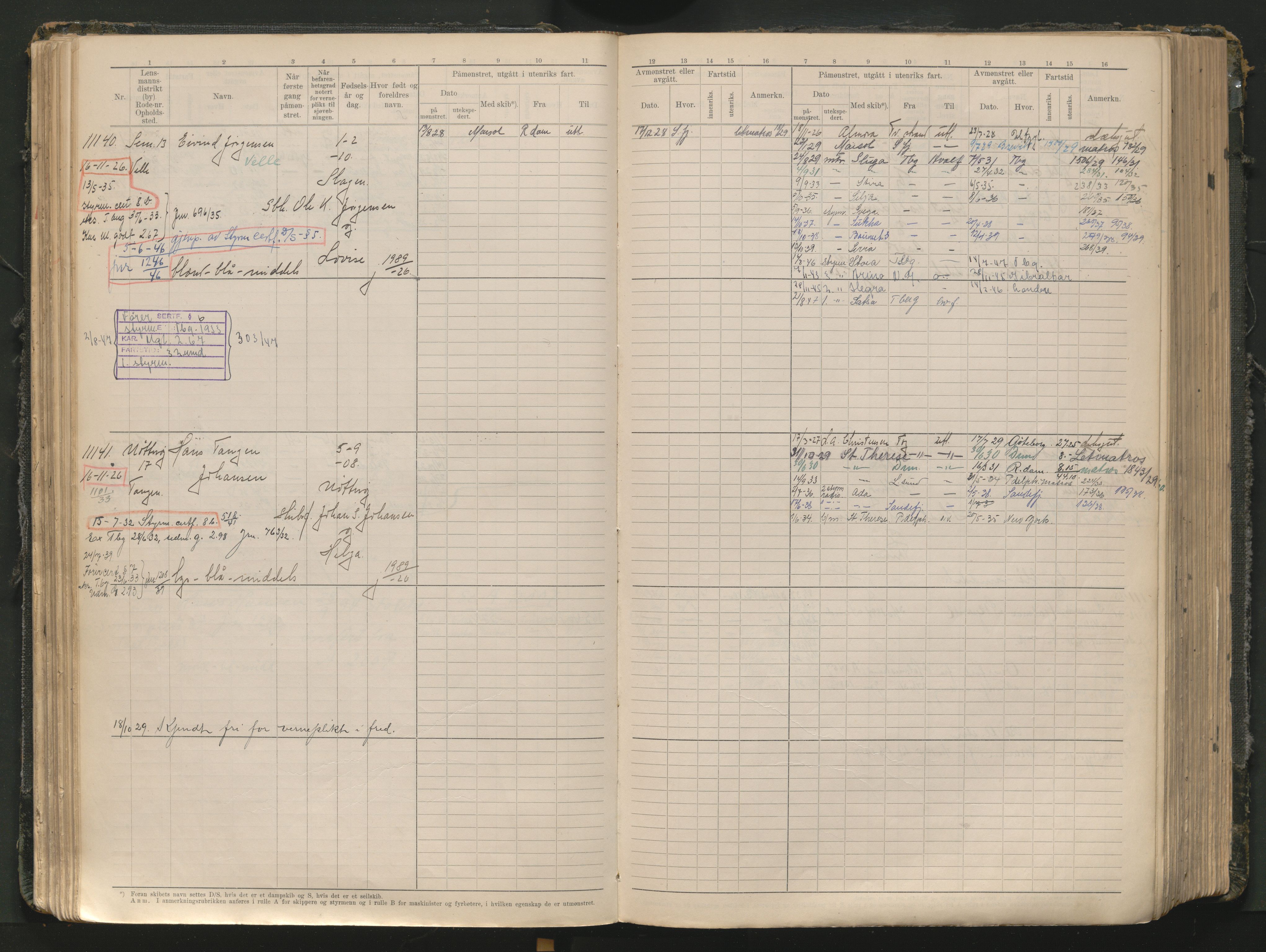 Tønsberg innrulleringskontor, AV/SAKO-A-786/F/Fc/Fcb/L0012: Hovedrulle Patent nr. 10828-12216, 1925-1948