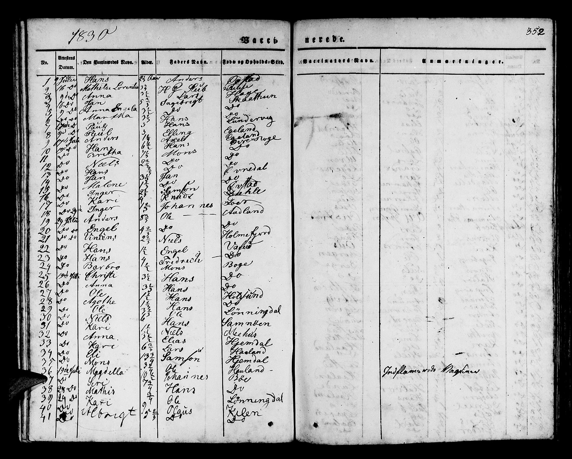 Os sokneprestembete, SAB/A-99929: Parish register (official) no. A 14, 1826-1839, p. 352