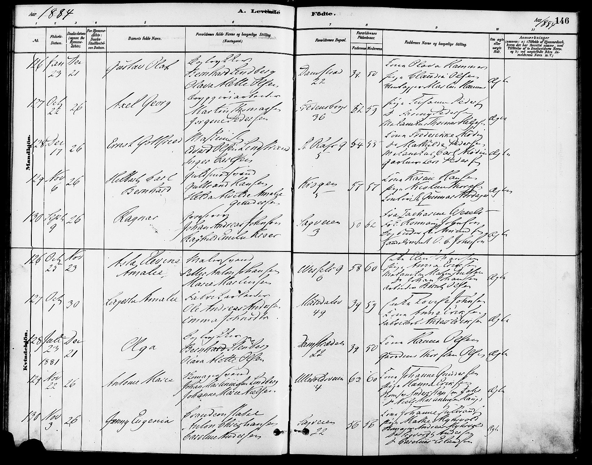 Gamle Aker prestekontor Kirkebøker, SAO/A-10617a/F/L0006: Parish register (official) no. 6, 1880-1887, p. 146