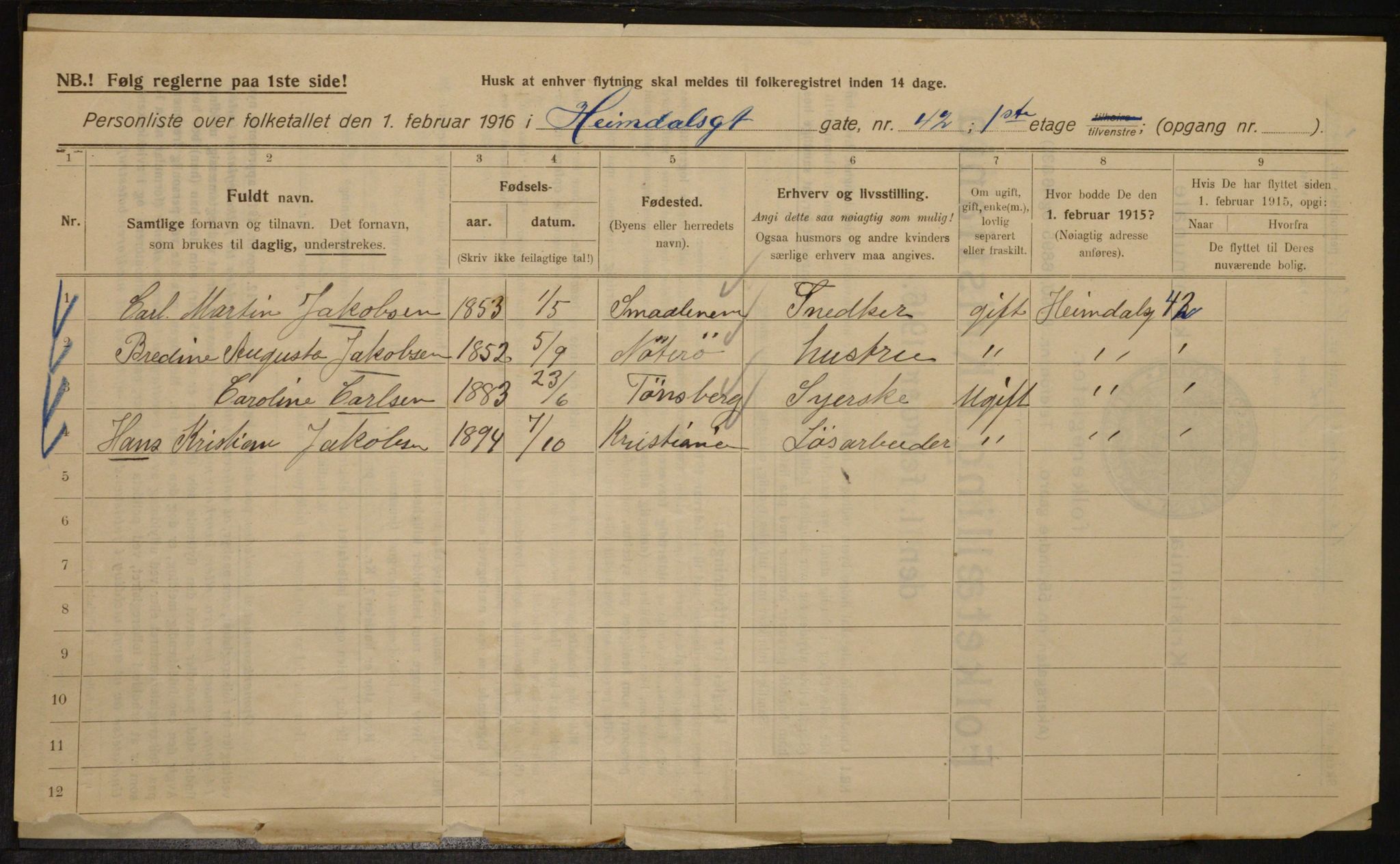 OBA, Municipal Census 1916 for Kristiania, 1916, p. 38051