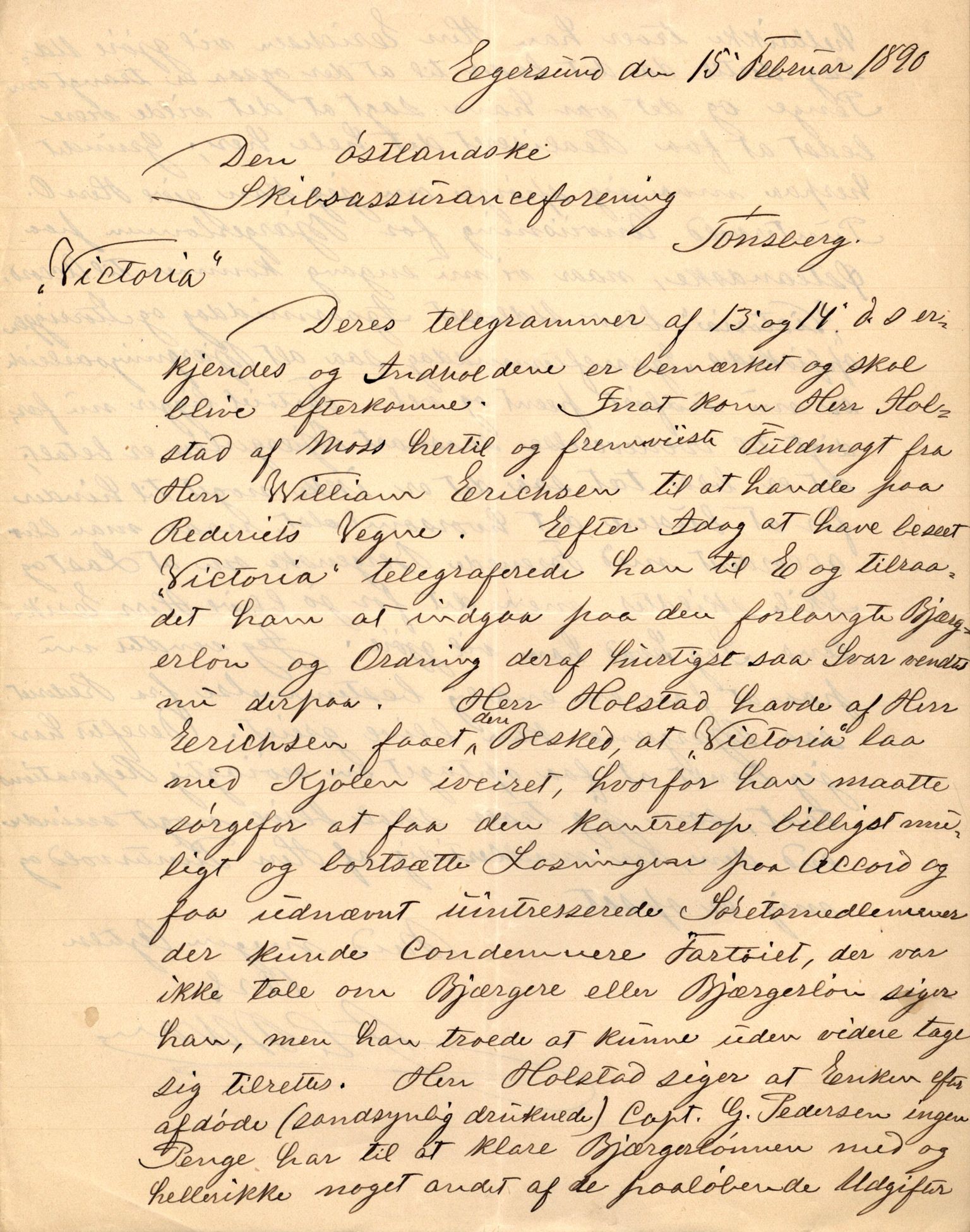 Pa 63 - Østlandske skibsassuranceforening, VEMU/A-1079/G/Ga/L0025/0002: Havaridokumenter / Victoria, St. Petersburg, Windsor, 1890, p. 38