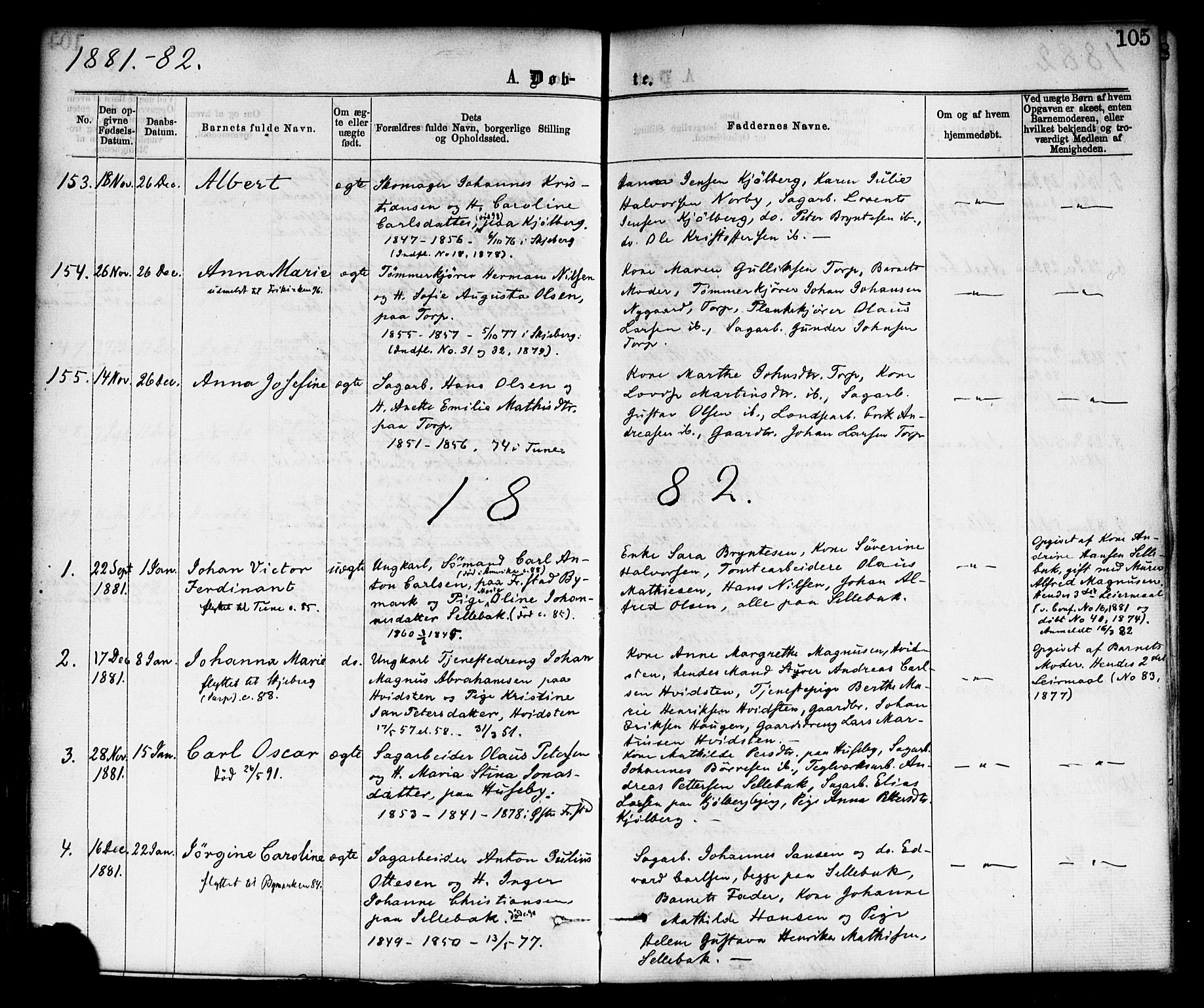 Borge prestekontor Kirkebøker, SAO/A-10903/F/Fa/L0007: Parish register (official) no. I 7, 1875-1886, p. 105
