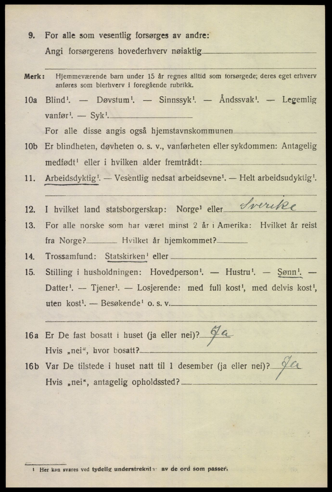 SAK, 1920 census for Vennesla, 1920, p. 4525