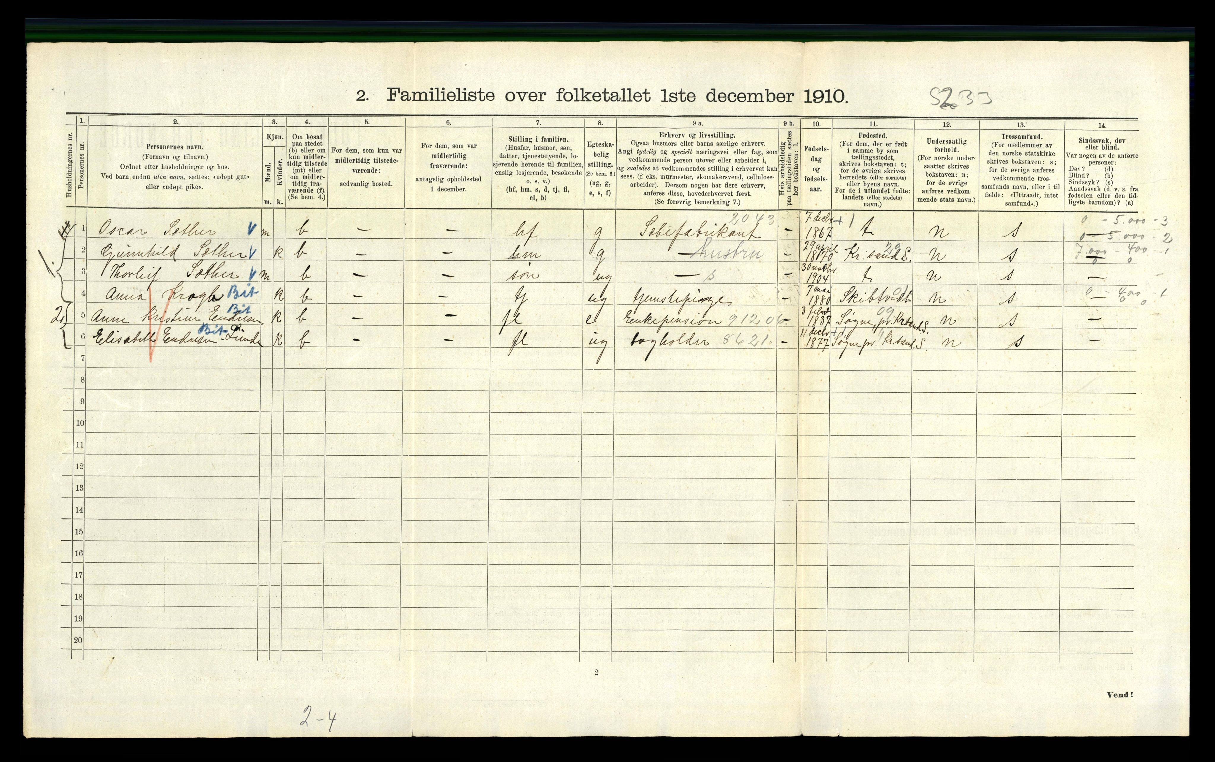 RA, 1910 census for Kristiania, 1910, p. 33196