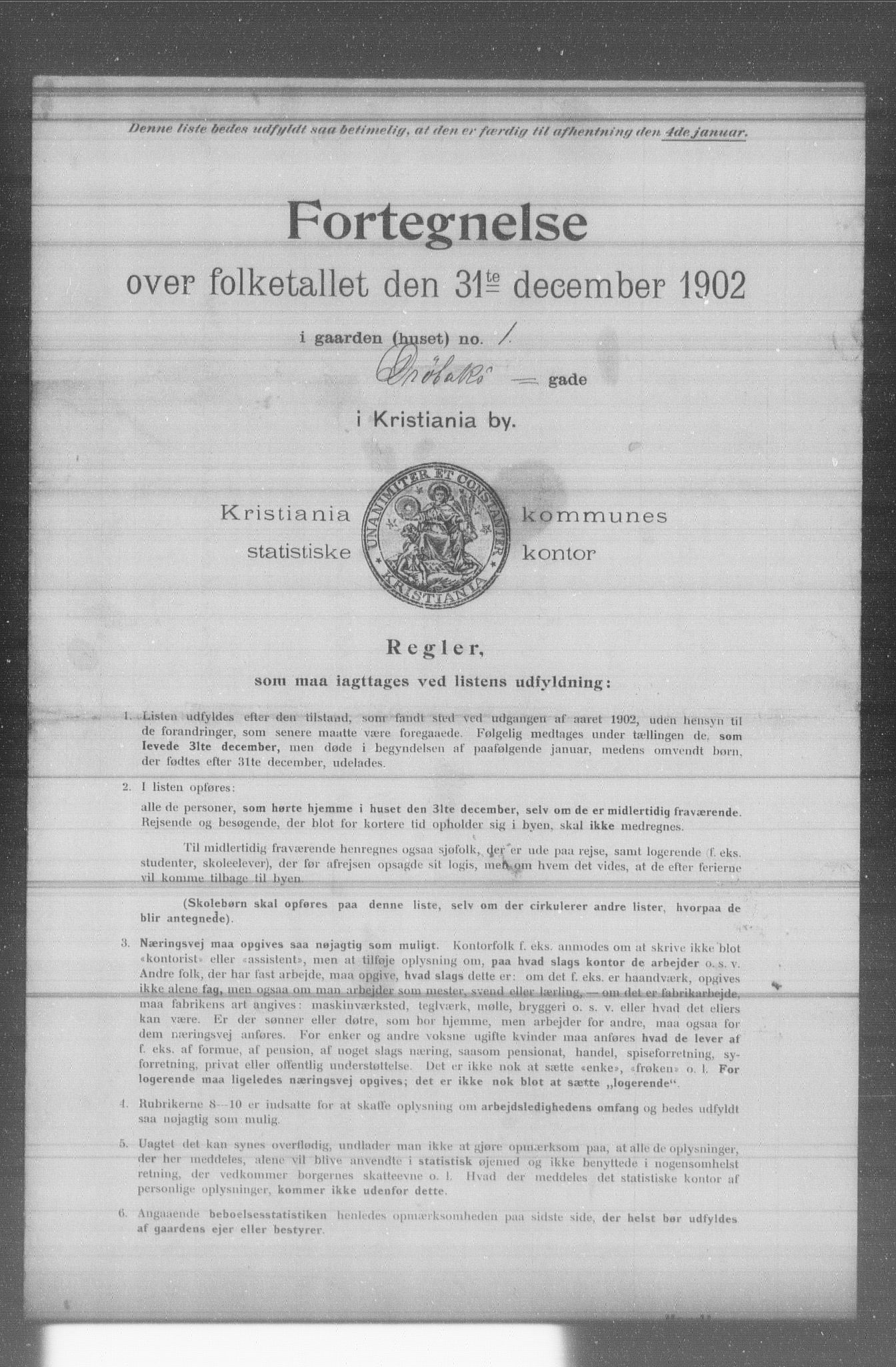OBA, Municipal Census 1902 for Kristiania, 1902, p. 3360