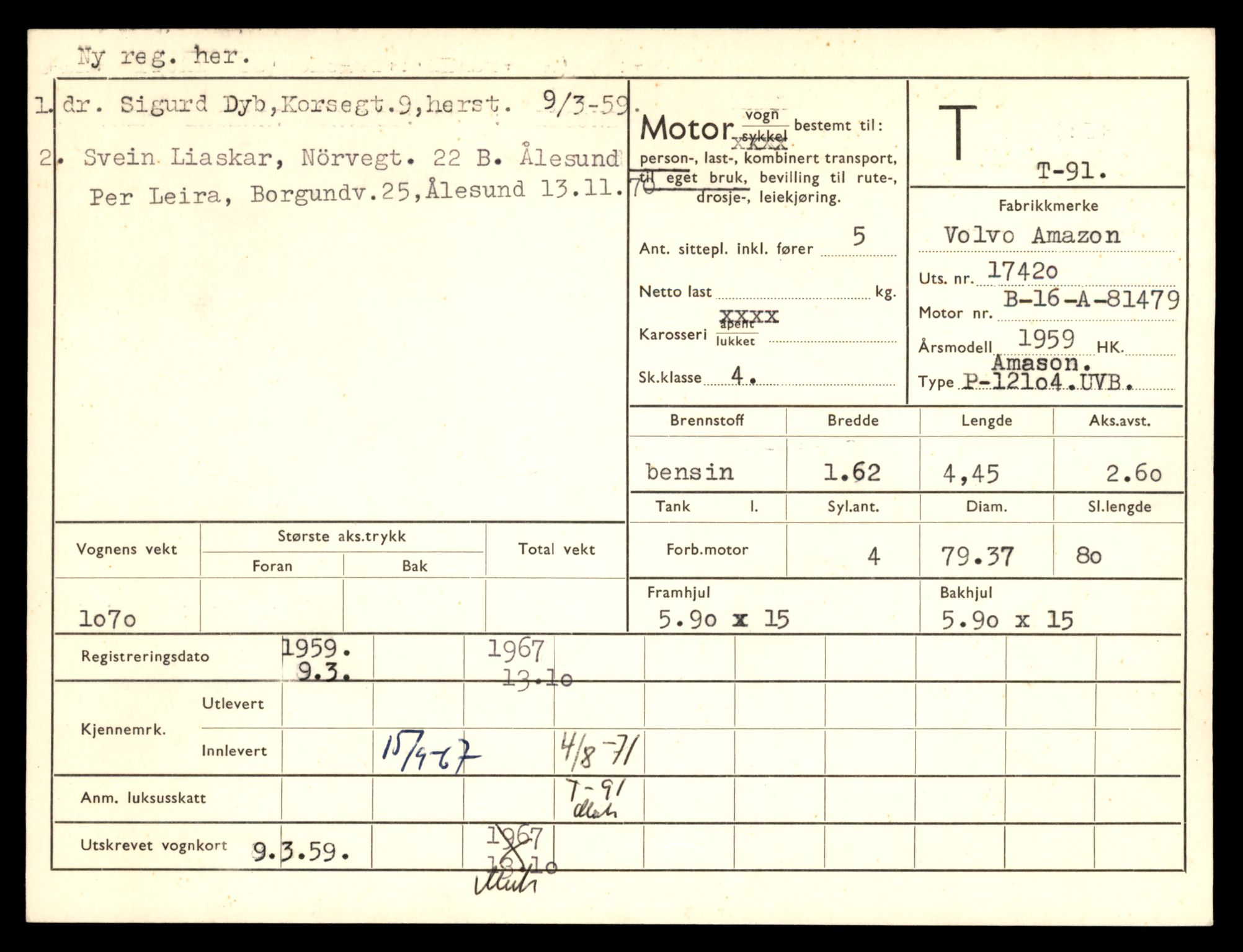 Møre og Romsdal vegkontor - Ålesund trafikkstasjon, AV/SAT-A-4099/F/Fe/L0001: Registreringskort for kjøretøy T 3 - T 127, 1927-1998, p. 1869