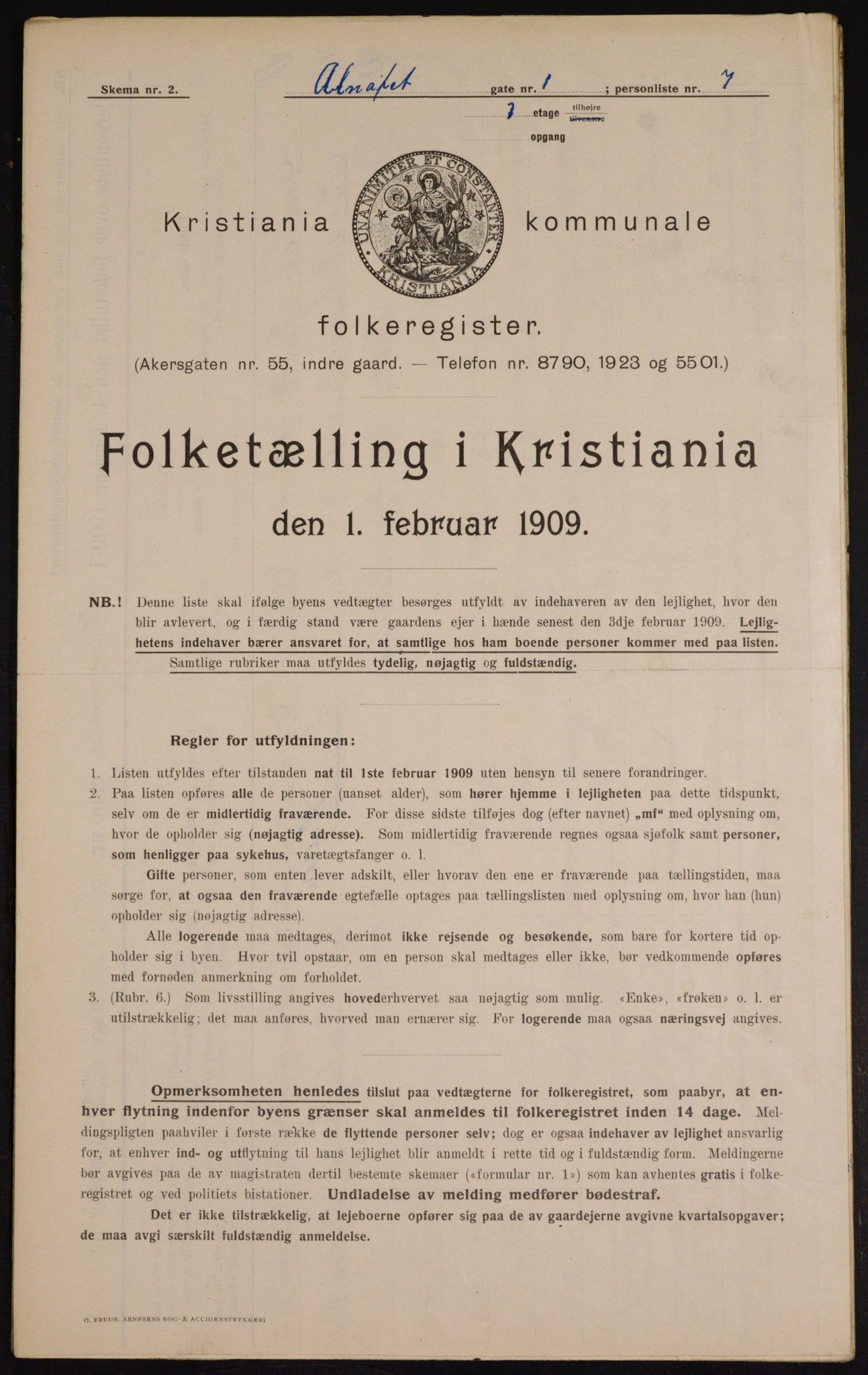 OBA, Municipal Census 1909 for Kristiania, 1909, p. 1030