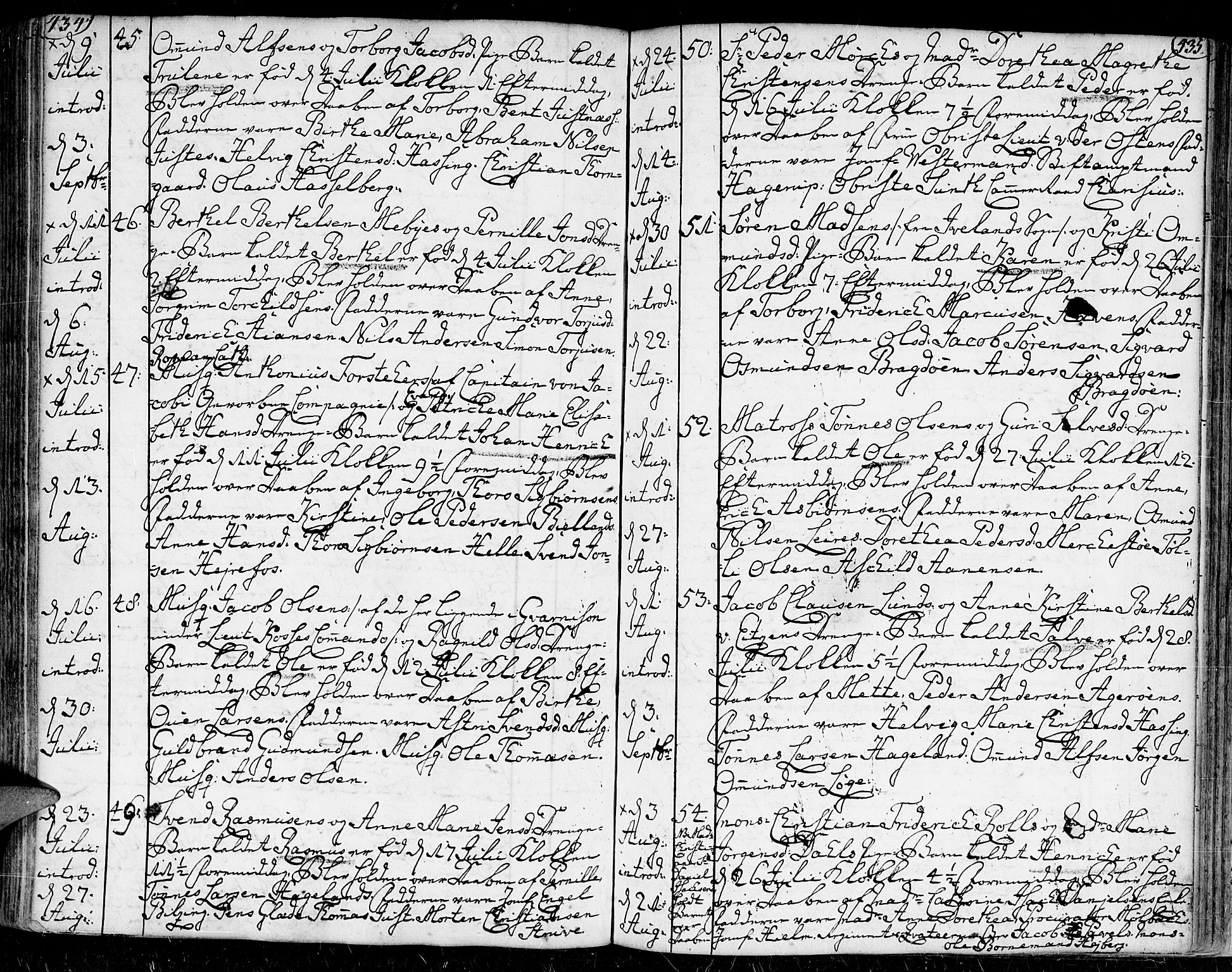 Kristiansand domprosti, SAK/1112-0006/F/Fa/L0002: Parish register (official) no. A 2, 1755-1778, p. 434-435