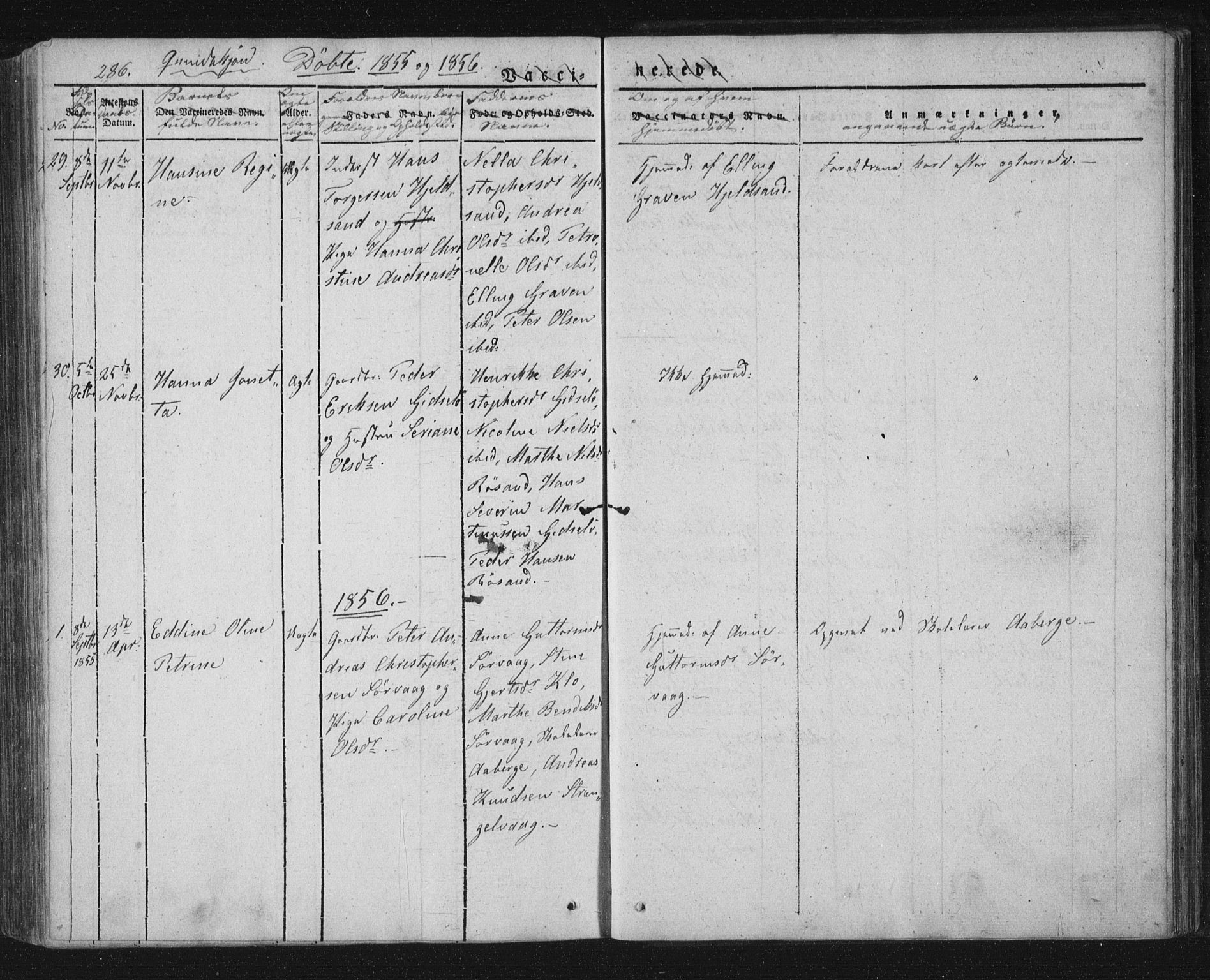 Ministerialprotokoller, klokkerbøker og fødselsregistre - Nordland, AV/SAT-A-1459/893/L1332: Parish register (official) no. 893A05, 1841-1858, p. 286a