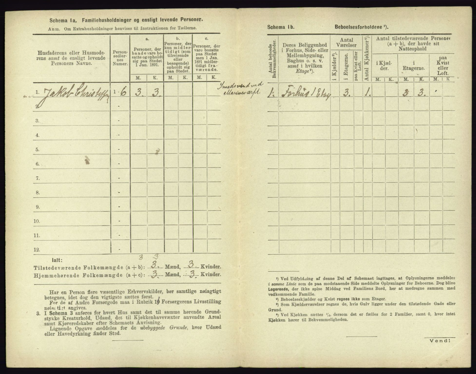 RA, 1891 census for 0703 Horten, 1891, p. 458