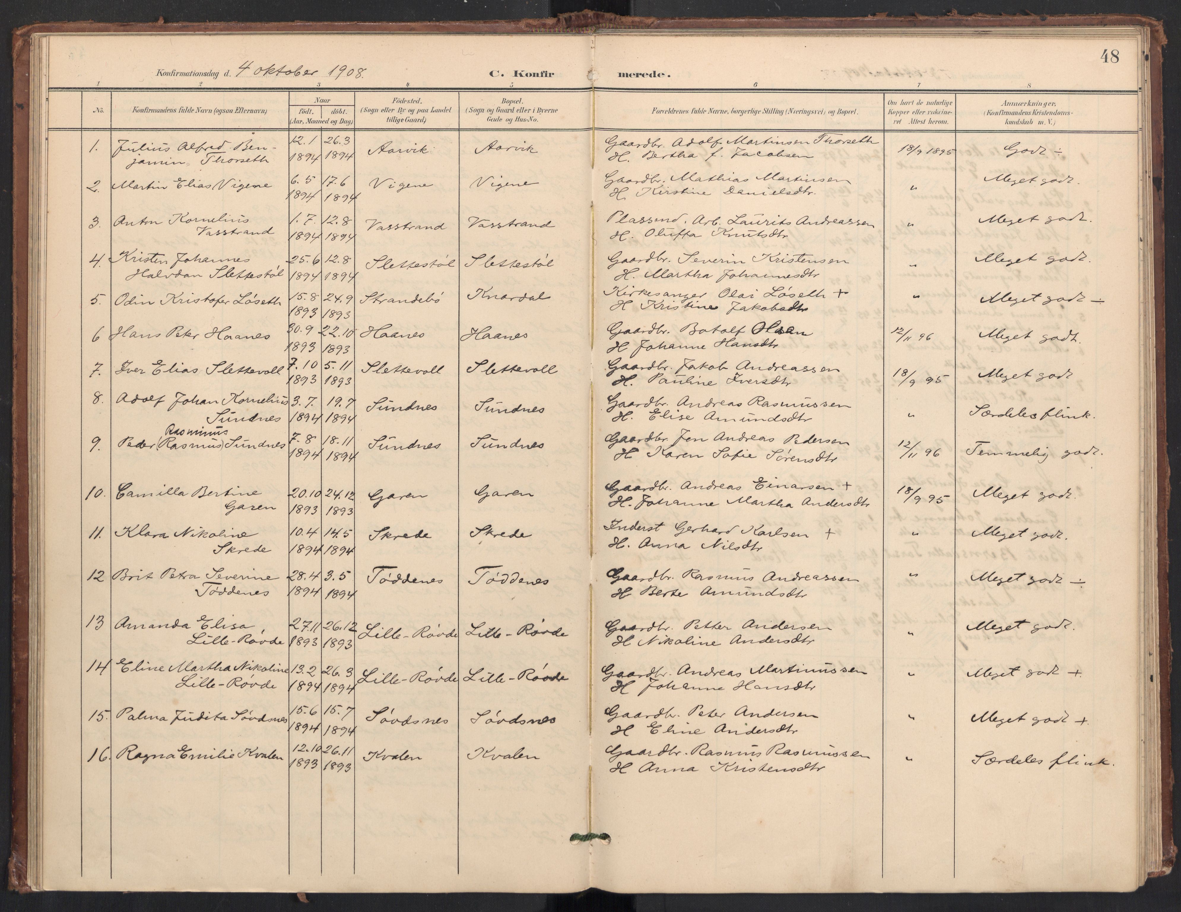 Ministerialprotokoller, klokkerbøker og fødselsregistre - Møre og Romsdal, SAT/A-1454/504/L0057: Parish register (official) no. 504A04, 1902-1919, p. 48