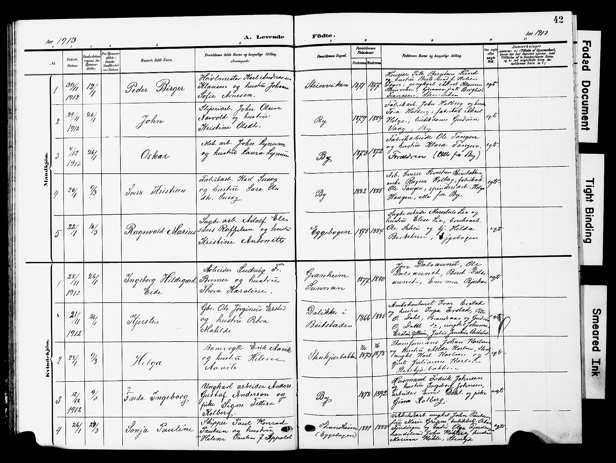 Ministerialprotokoller, klokkerbøker og fødselsregistre - Nord-Trøndelag, AV/SAT-A-1458/740/L0381: Parish register (copy) no. 740C02, 1903-1914, p. 42