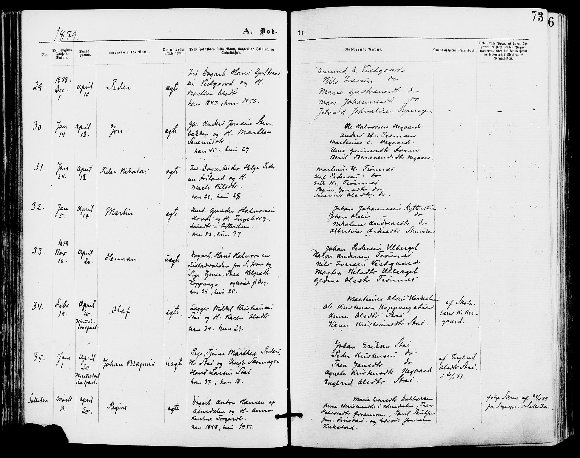 Stor-Elvdal prestekontor, AV/SAH-PREST-052/H/Ha/Haa/L0001: Parish register (official) no. 1, 1871-1882, p. 73