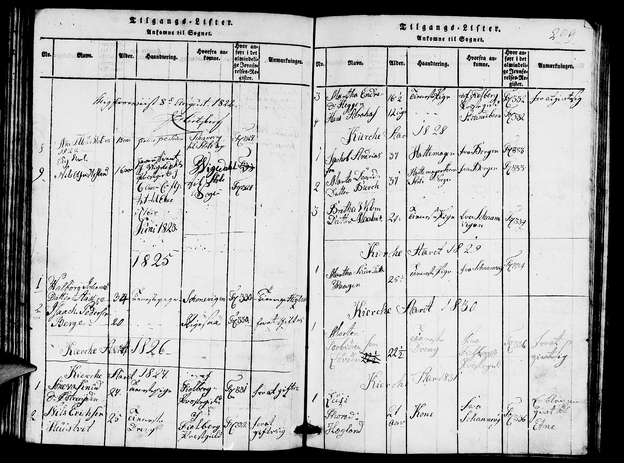 Etne sokneprestembete, SAB/A-75001/H/Hab: Parish register (copy) no. A 1, 1815-1849, p. 299