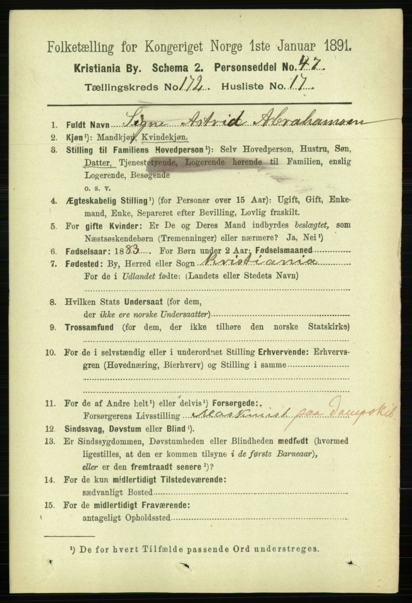 RA, 1891 census for 0301 Kristiania, 1891, p. 102447