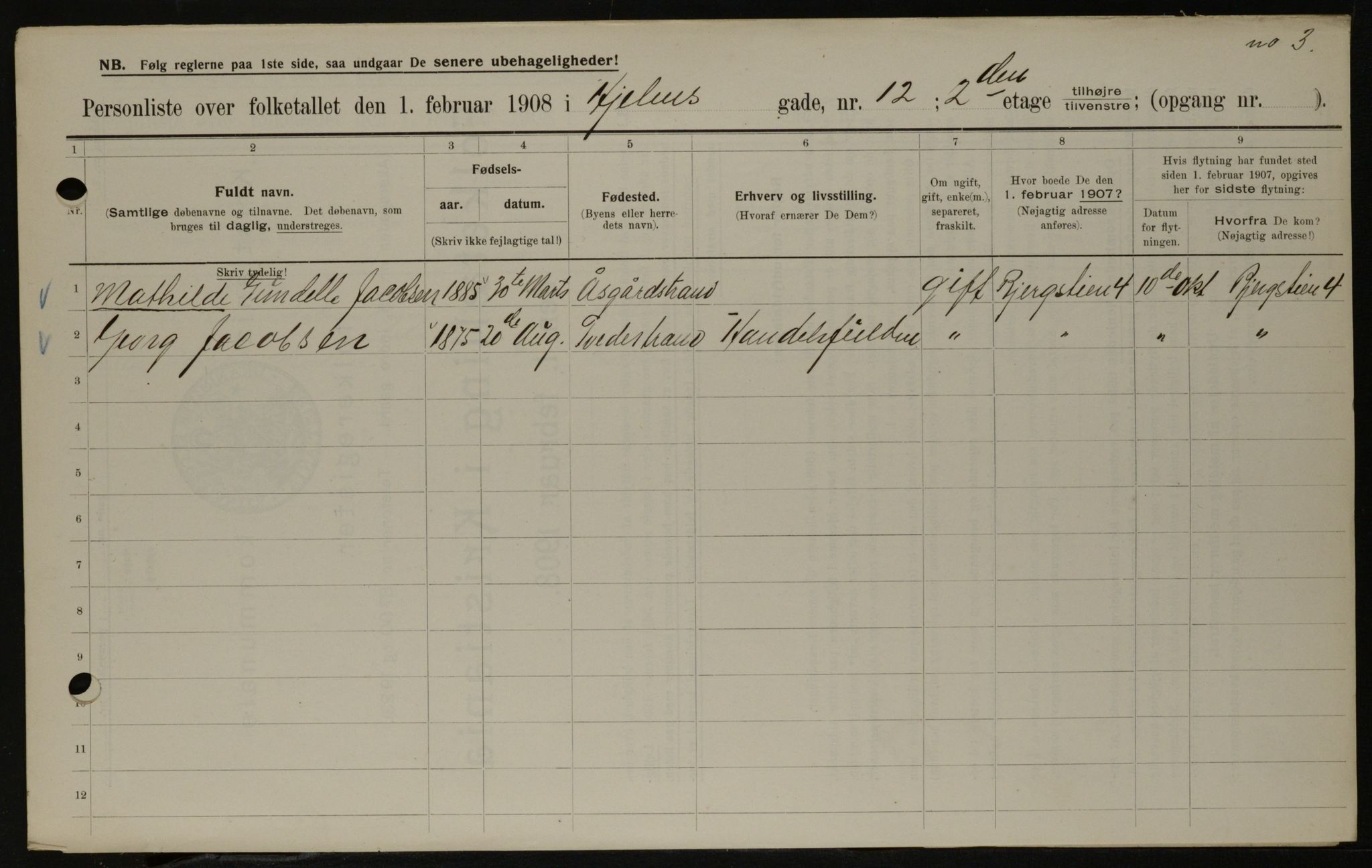 OBA, Municipal Census 1908 for Kristiania, 1908, p. 36186