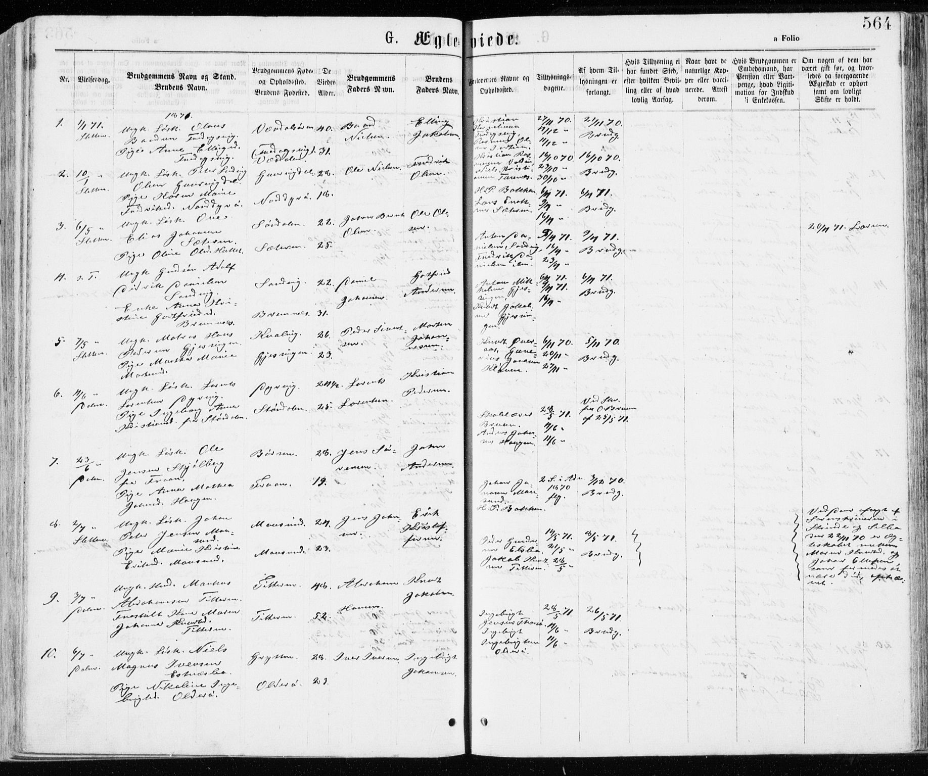 Ministerialprotokoller, klokkerbøker og fødselsregistre - Sør-Trøndelag, SAT/A-1456/640/L0576: Parish register (official) no. 640A01, 1846-1876, p. 564