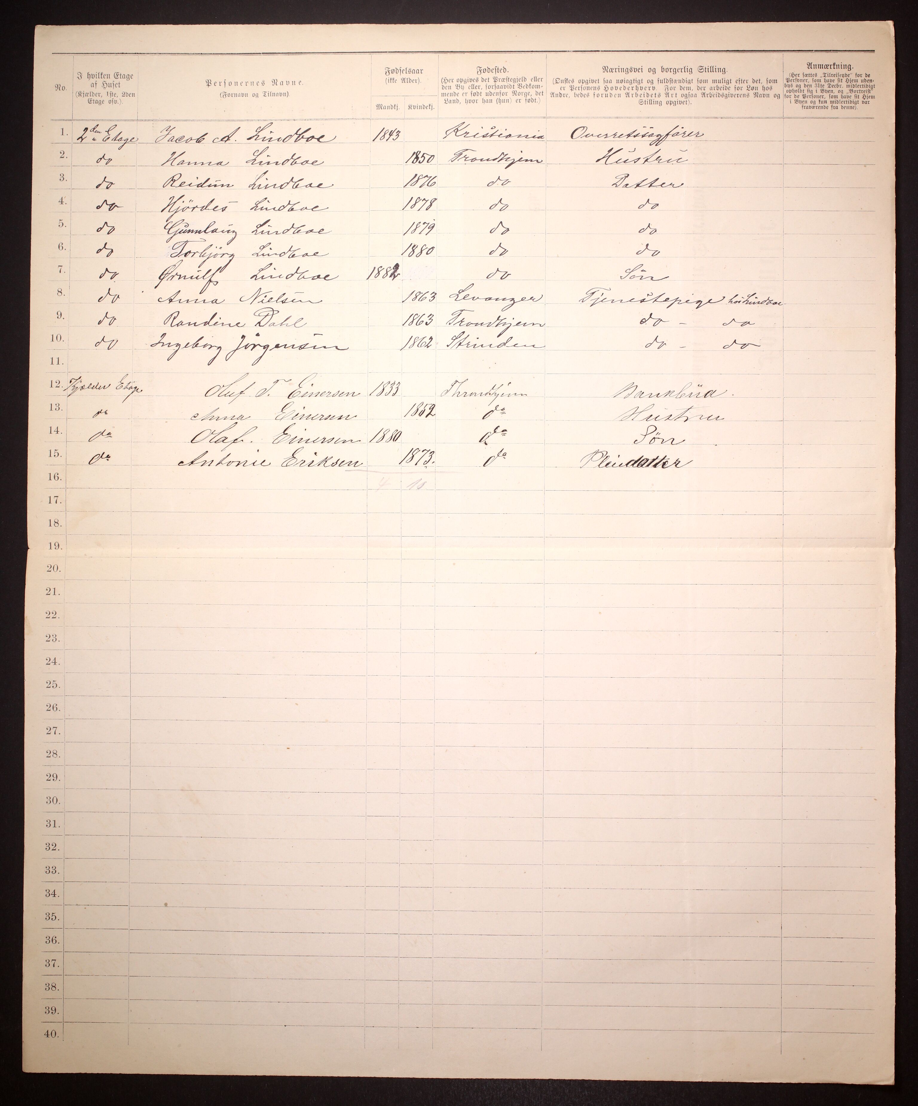 SAT, 1885 census for 1601 Trondheim, 1885, p. 297