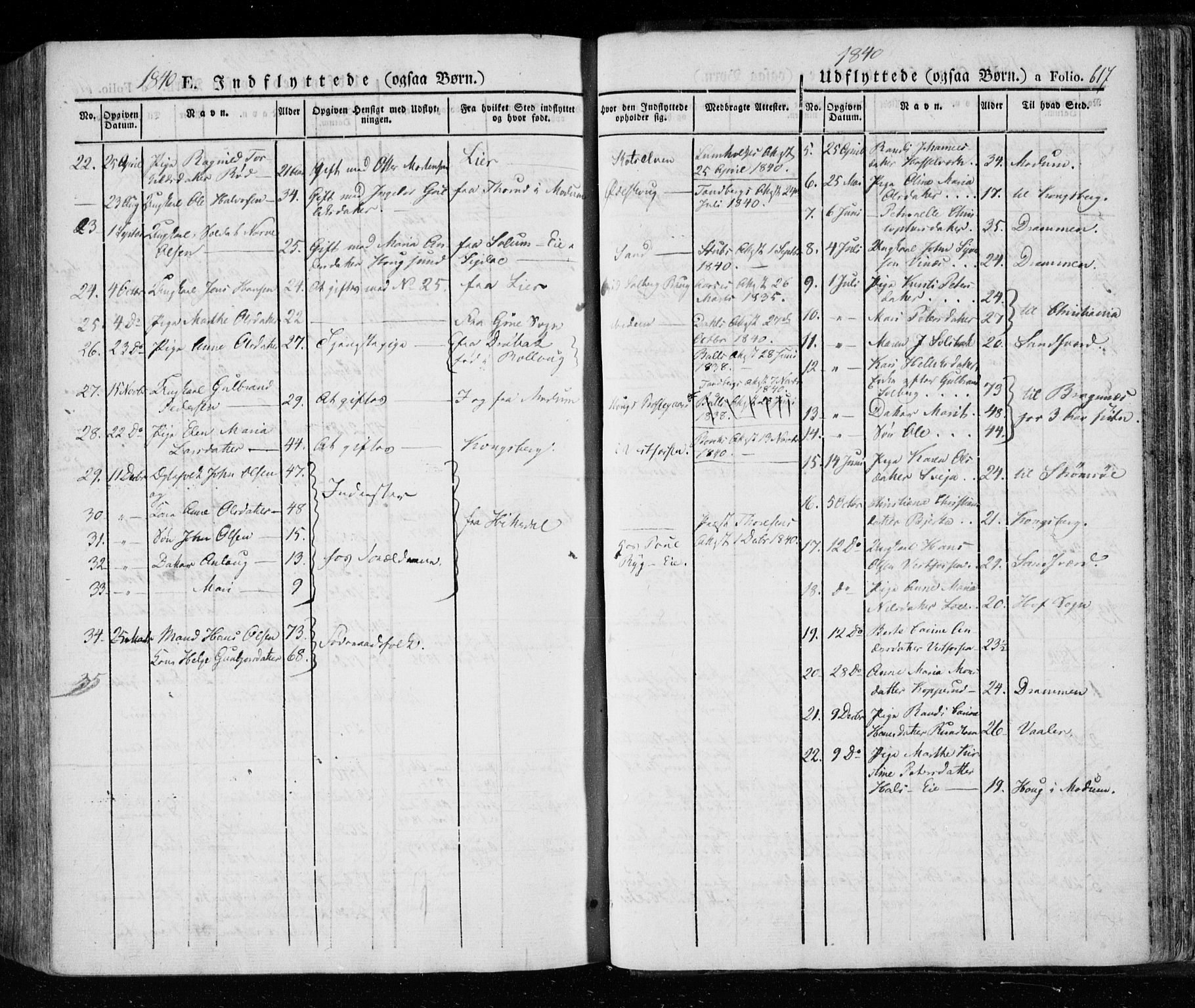 Eiker kirkebøker, SAKO/A-4/F/Fa/L0013a: Parish register (official) no. I 13A, 1832-1845, p. 617