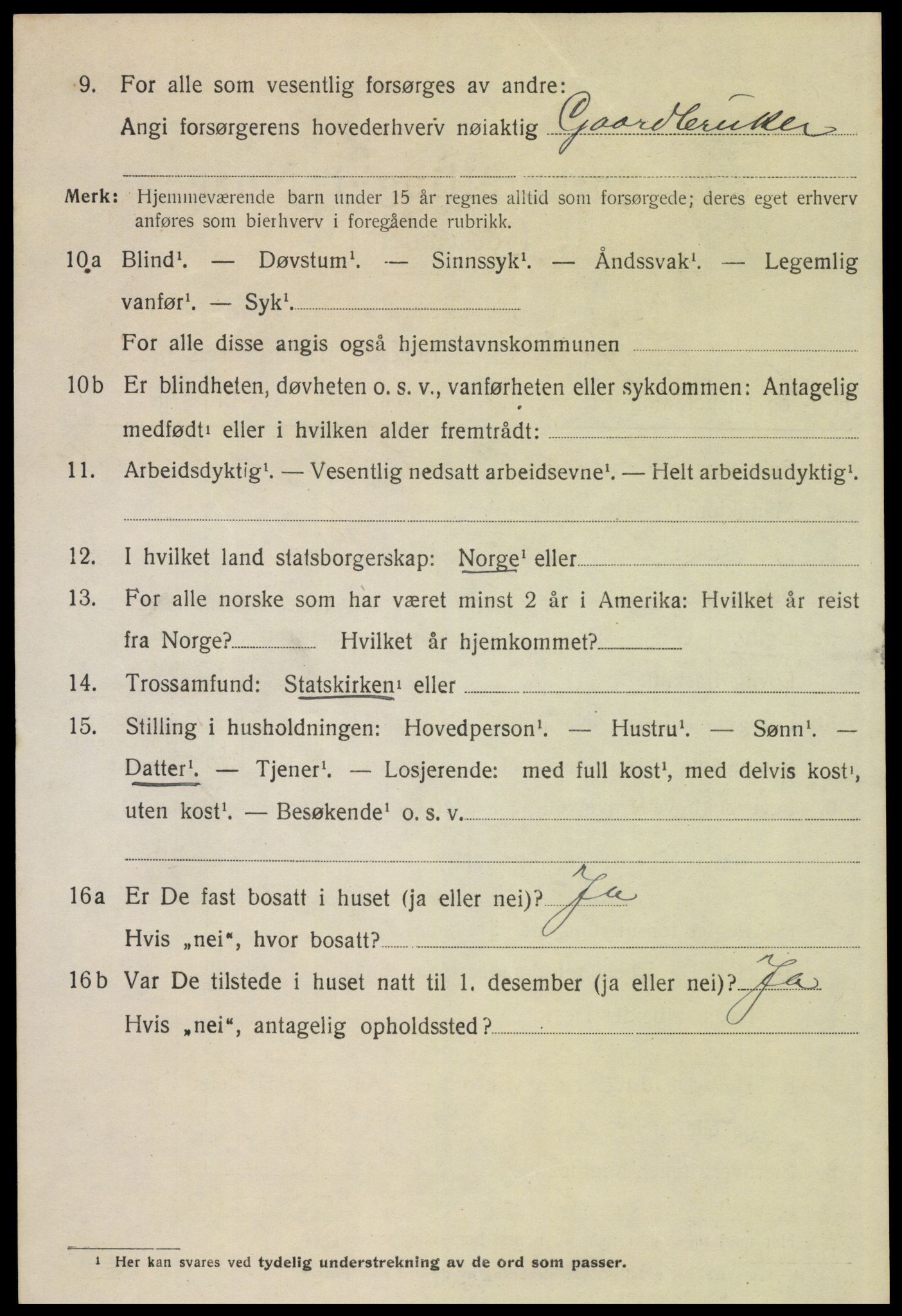 SAH, 1920 census for Trysil, 1920, p. 10654