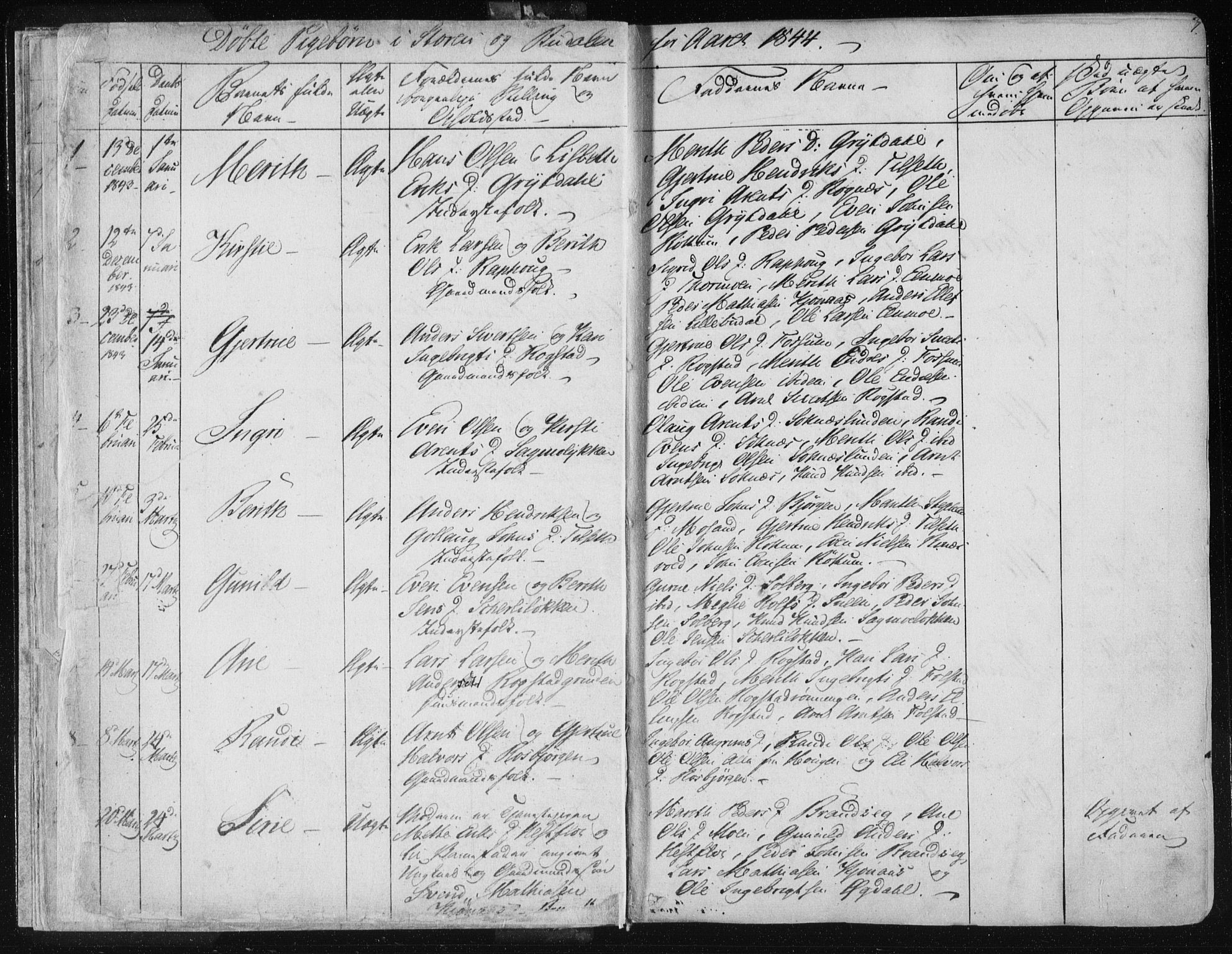 Ministerialprotokoller, klokkerbøker og fødselsregistre - Sør-Trøndelag, SAT/A-1456/687/L0997: Parish register (official) no. 687A05 /1, 1843-1848, p. 7