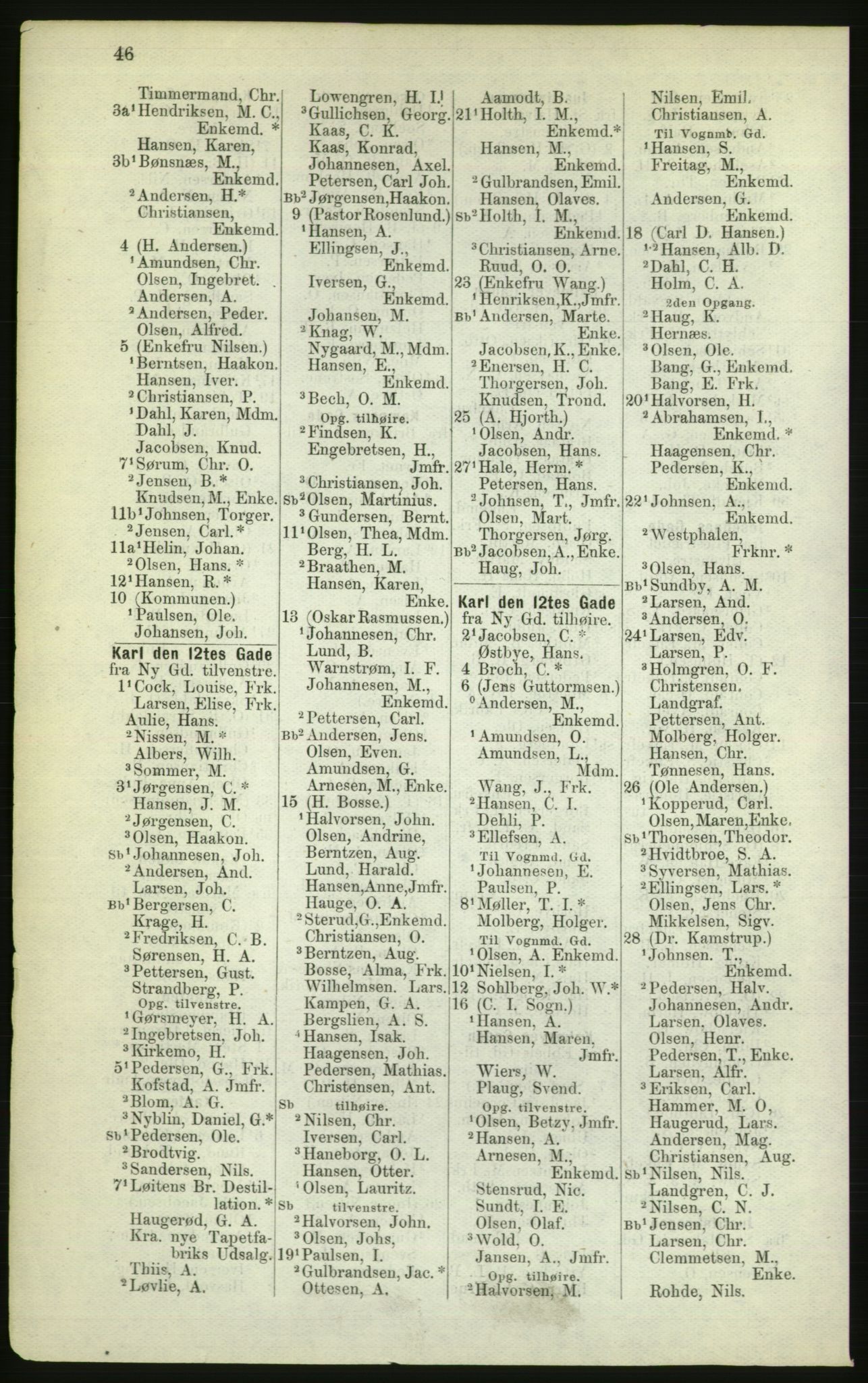 Kristiania/Oslo adressebok, PUBL/-, 1882, p. 46