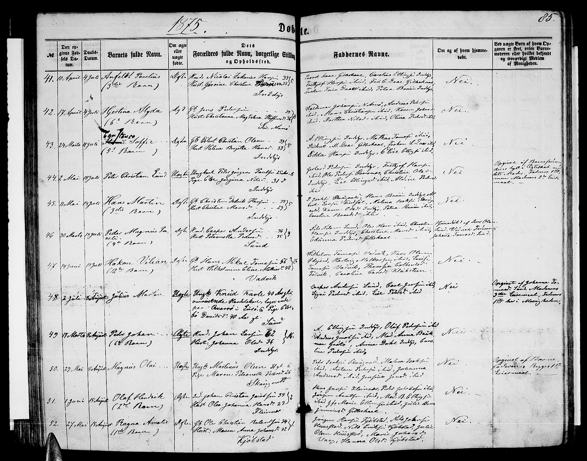 Ministerialprotokoller, klokkerbøker og fødselsregistre - Nordland, AV/SAT-A-1459/805/L0107: Parish register (copy) no. 805C03, 1862-1885, p. 85