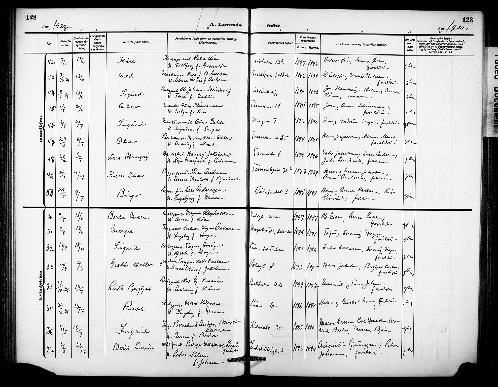 Notodden kirkebøker, AV/SAKO-A-290/G/Ga/L0001: Parish register (copy) no. 1, 1912-1923, p. 128