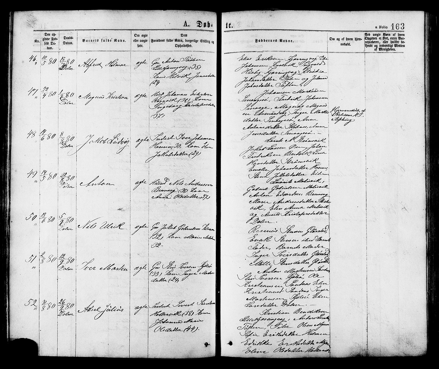 Ministerialprotokoller, klokkerbøker og fødselsregistre - Sør-Trøndelag, SAT/A-1456/634/L0532: Parish register (official) no. 634A08, 1871-1881, p. 163