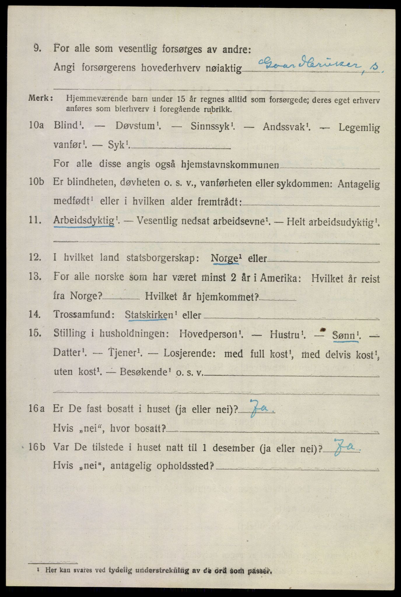 SAKO, 1920 census for Flesberg, 1920, p. 3038