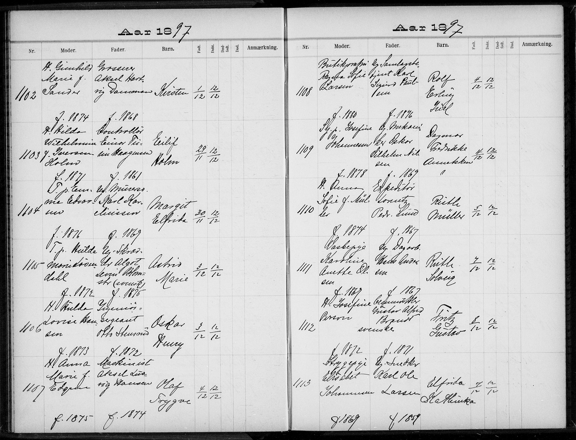 Rikshospitalet prestekontor Kirkebøker, AV/SAO-A-10309b/K/L0004/0003: Baptism register no. 4.3, 1897-1899