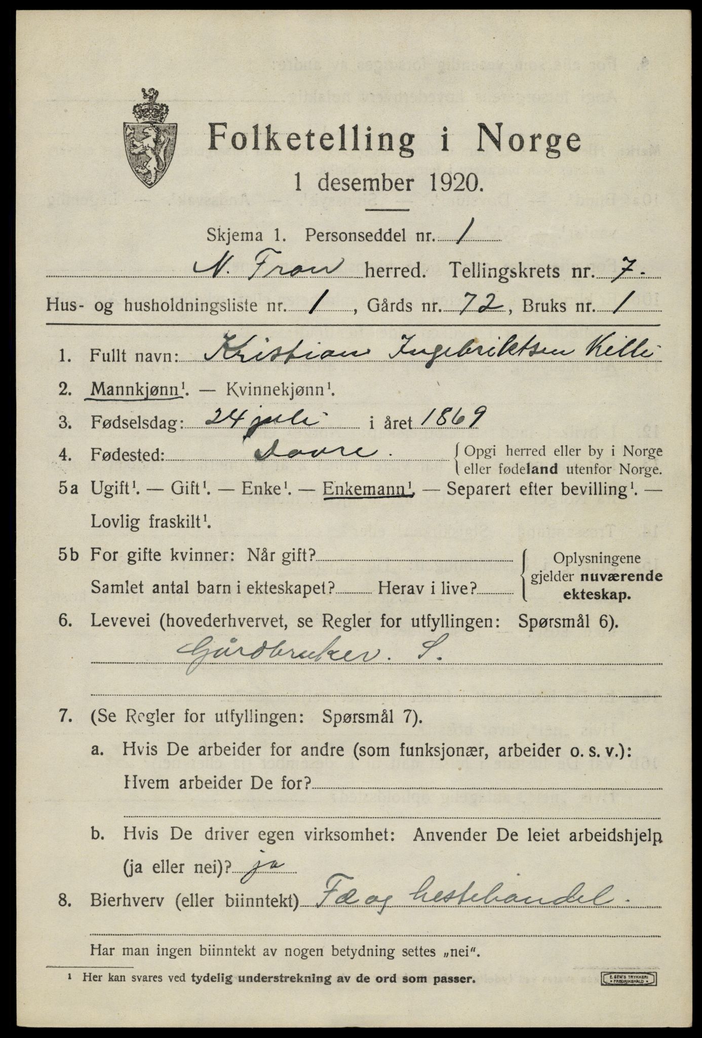 SAH, 1920 census for Nord-Fron, 1920, p. 5976