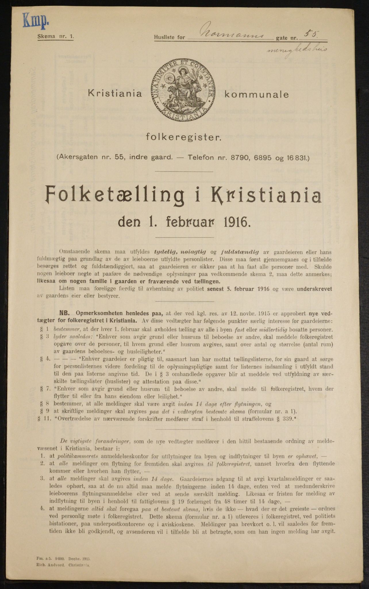 OBA, Municipal Census 1916 for Kristiania, 1916, p. 75678