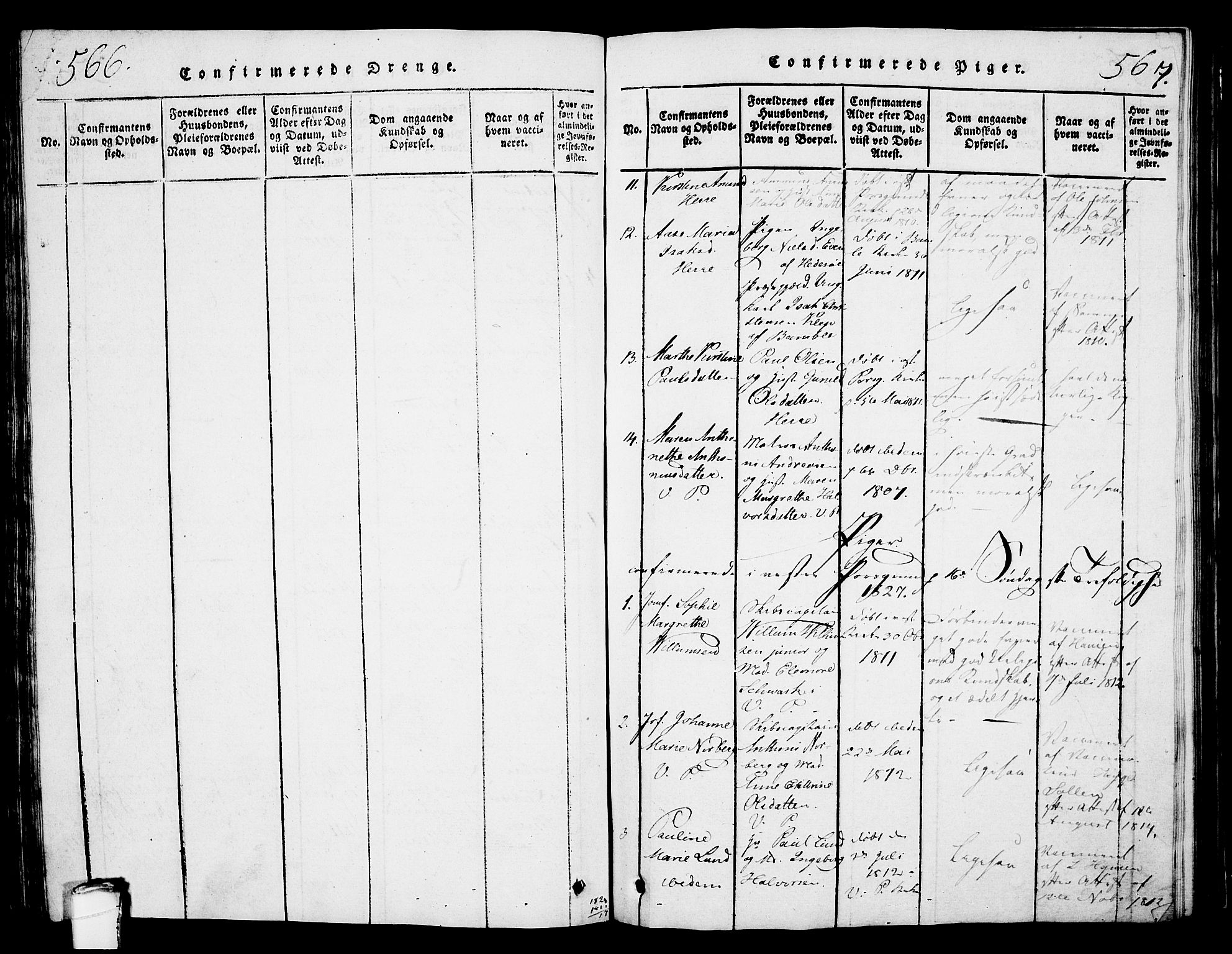 Porsgrunn kirkebøker , AV/SAKO-A-104/G/Gb/L0001: Parish register (copy) no. II 1, 1817-1828, p. 566-567