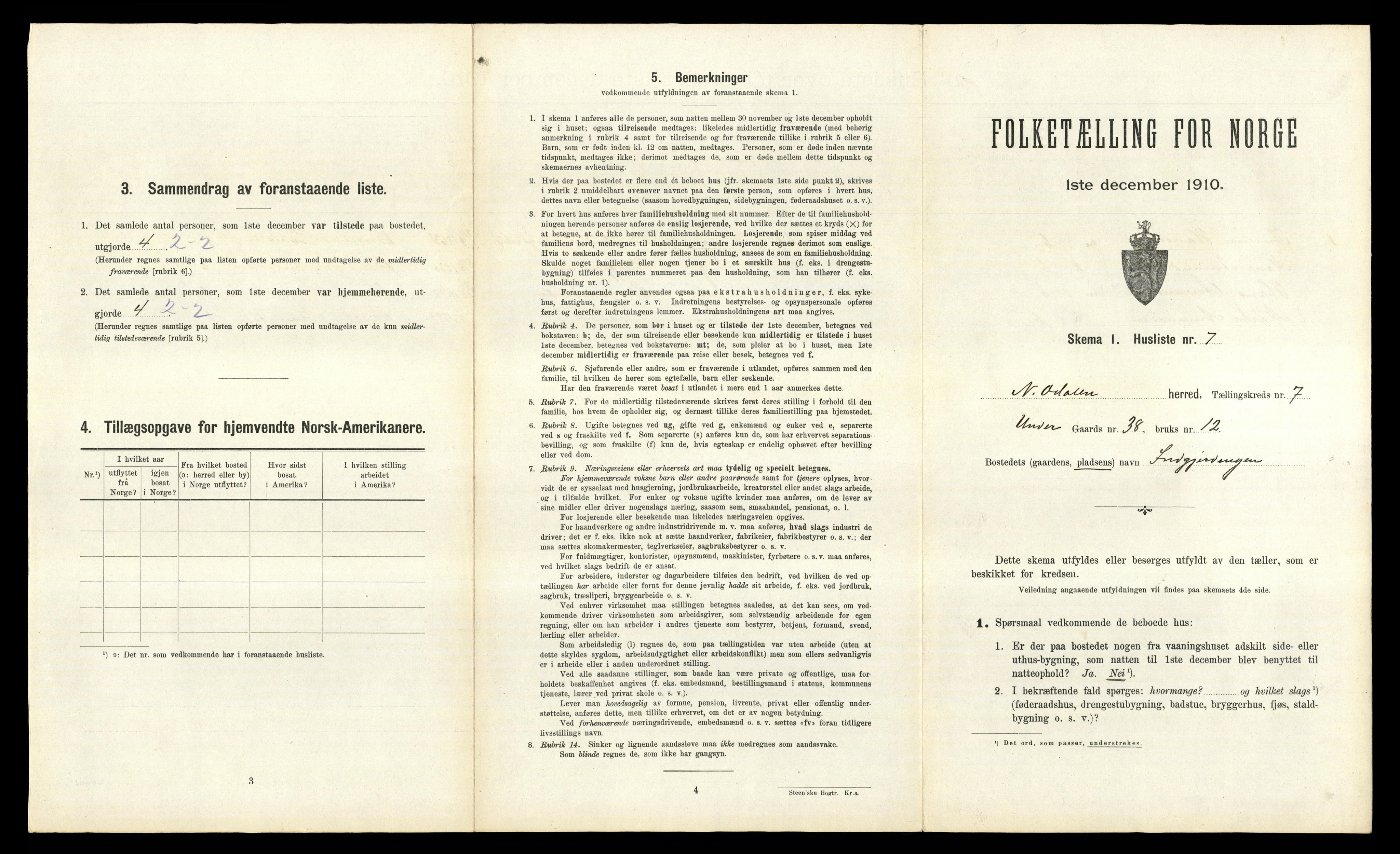 RA, 1910 census for Nord-Odal, 1910, p. 795